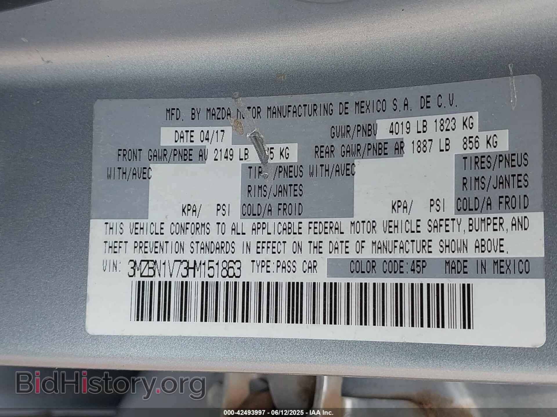2017 MAZDA MAZDA3 - VIN: 3MZBN1V73HM151863 - Фото 9
