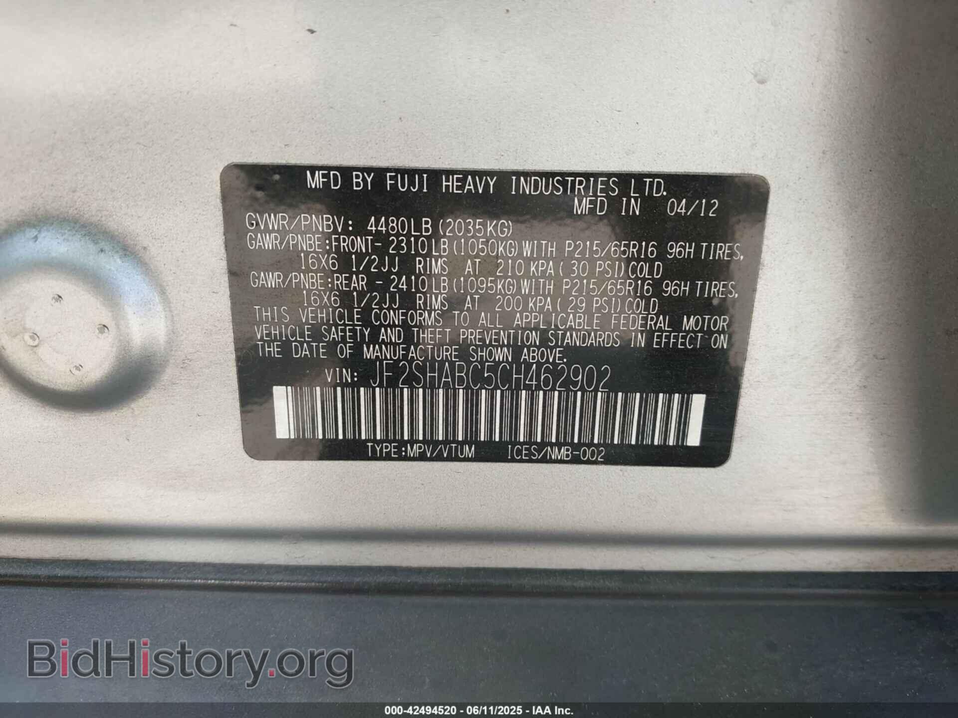 2012 SUBARU FORESTER - VIN: JF2SHABC5CH462902 - Photo 9