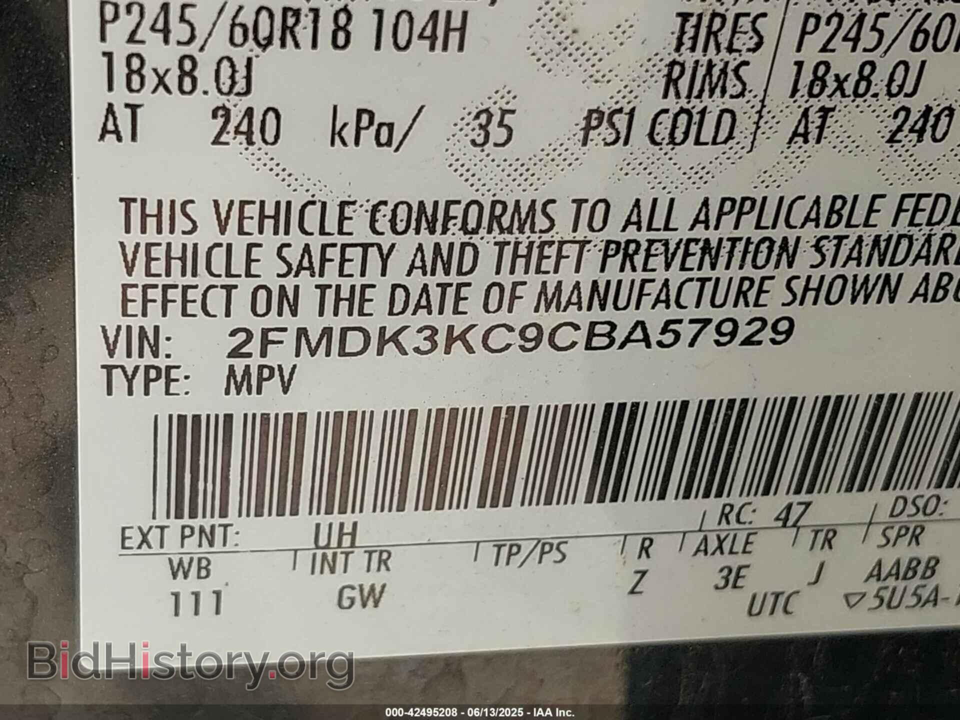 2012 FORD EDGE - VIN: 2FMDK3KC9CBA57929 - Photo 9