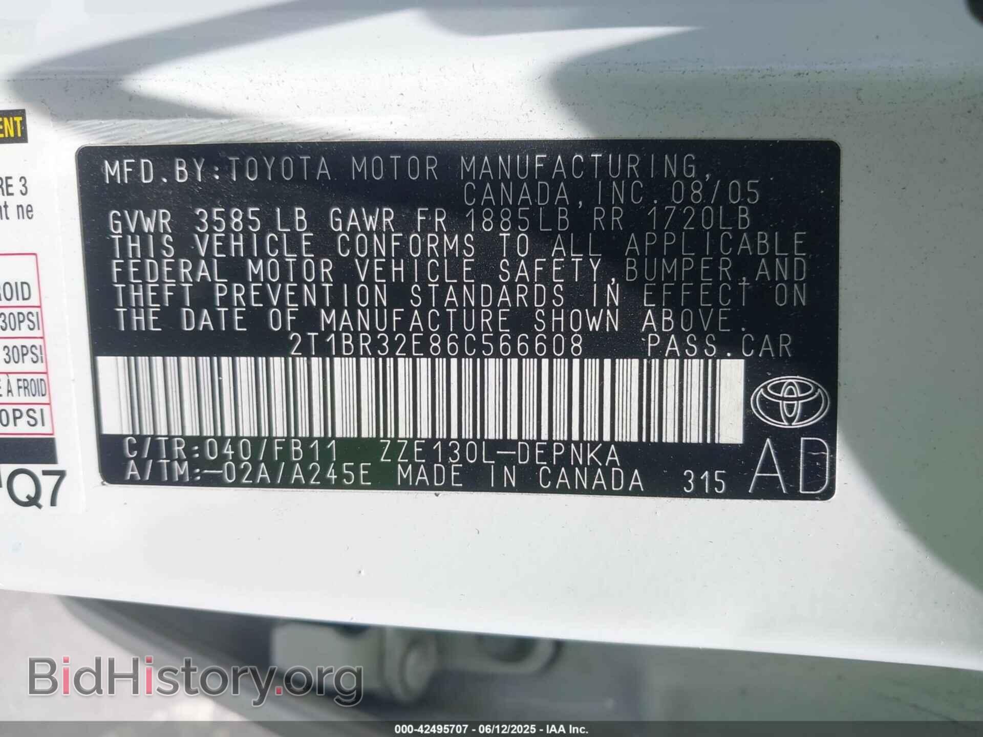 2006 TOYOTA COROLLA - VIN: 2T1BR32E86C566608 - Photo 9