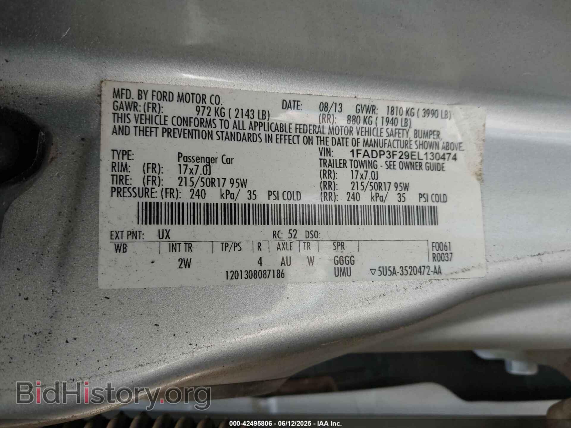 2014 FORD FOCUS - VIN: 1FADP3F29EL130474 - Фото 9