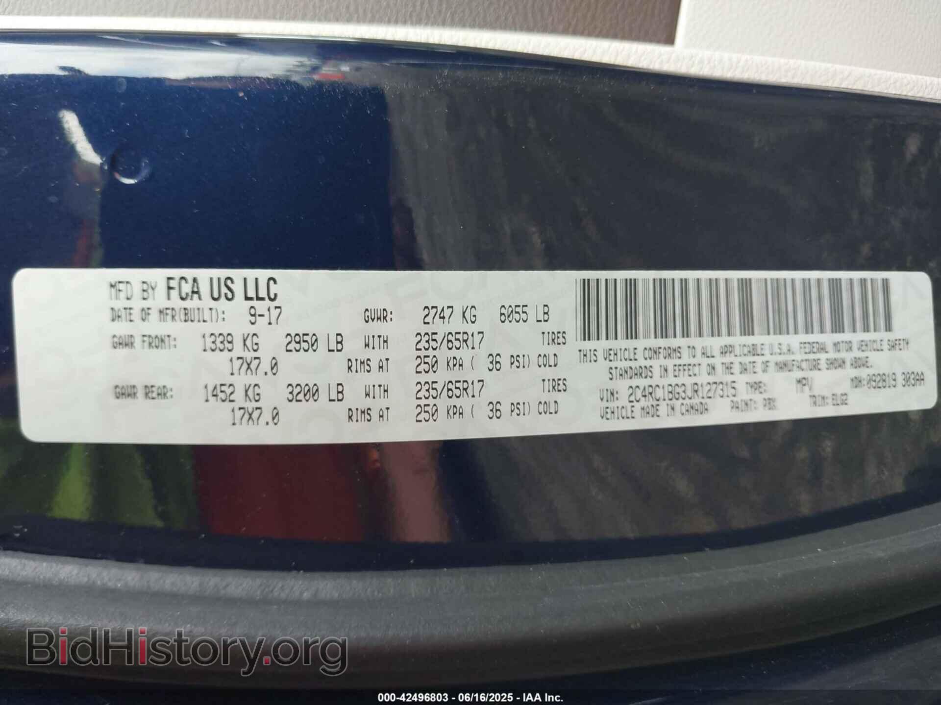 2018 CHRYSLER PACIFICA - VIN: 2C4RC1BG3JR127315 - Фото 9