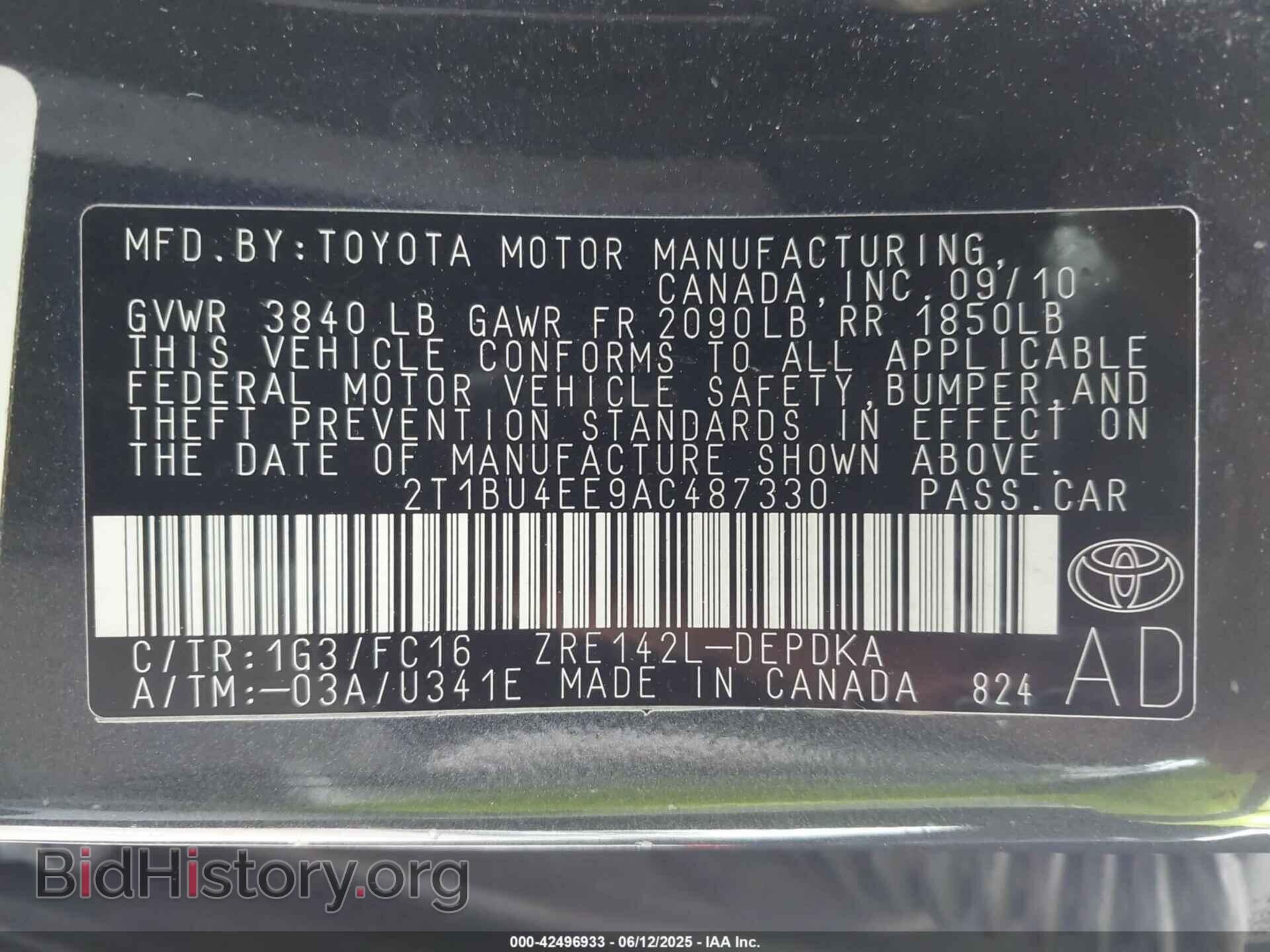 2010 TOYOTA COROLLA - VIN: 2T1BU4EE9AC487330 - Фото 9