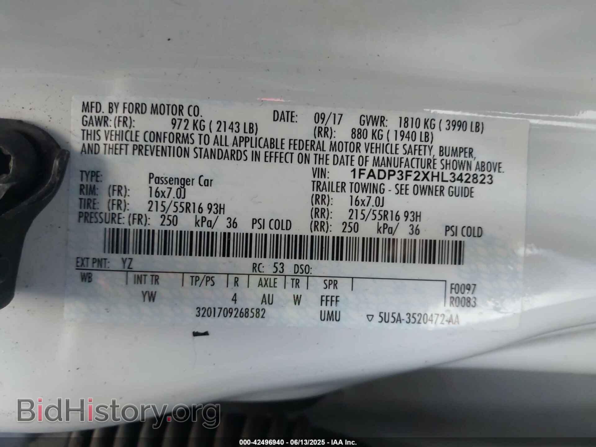 2017 FORD FOCUS - VIN: 1FADP3F2XHL342823 - Фото 9