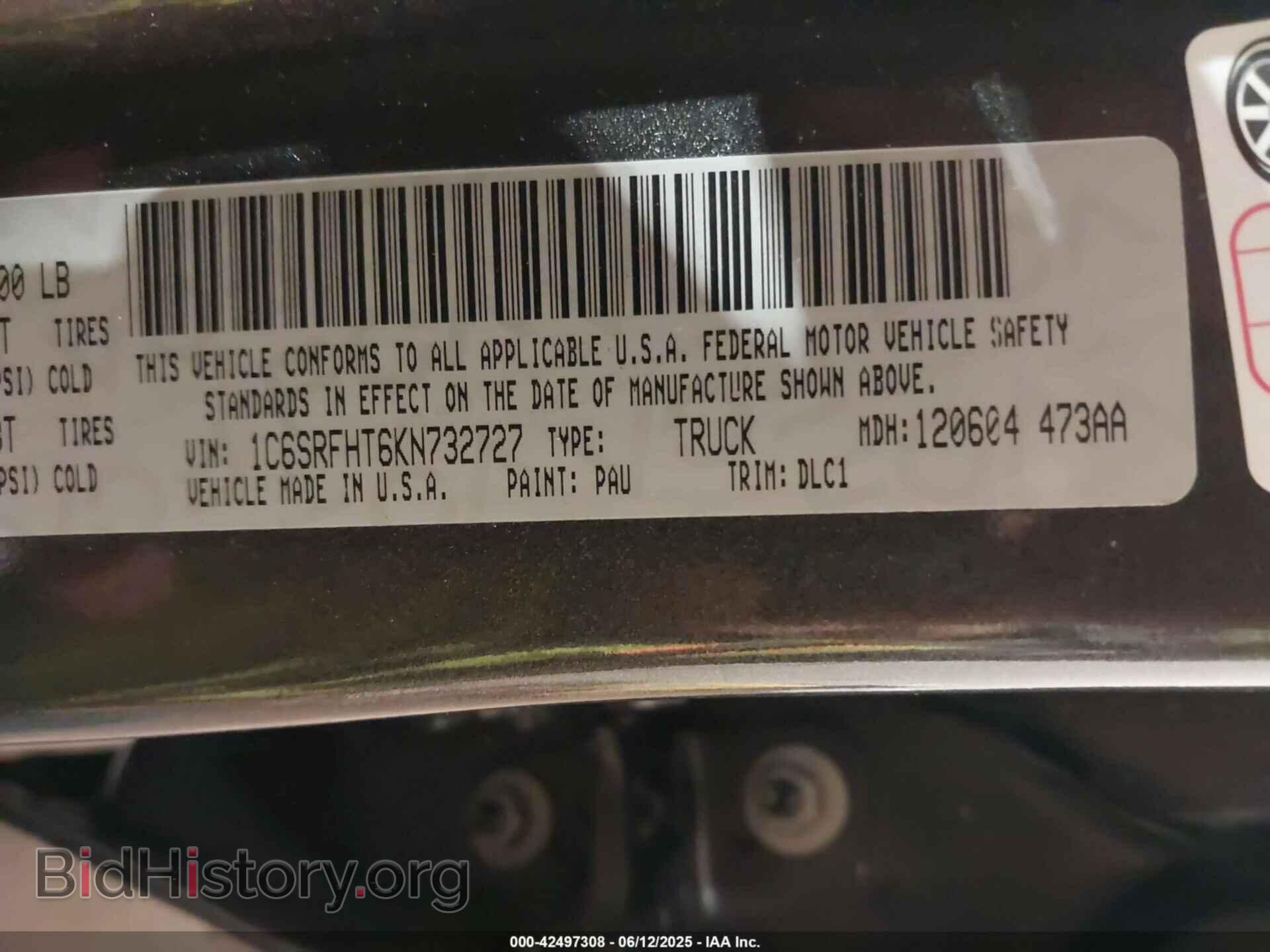 2019 RAM 1500 - VIN: 1C6SRFHT6KN732727 - Фото 9