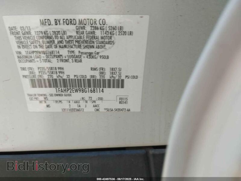 2011 Ford TAURUS (VIN 1FAHP2EW9BG168114) — photo 9 of 12