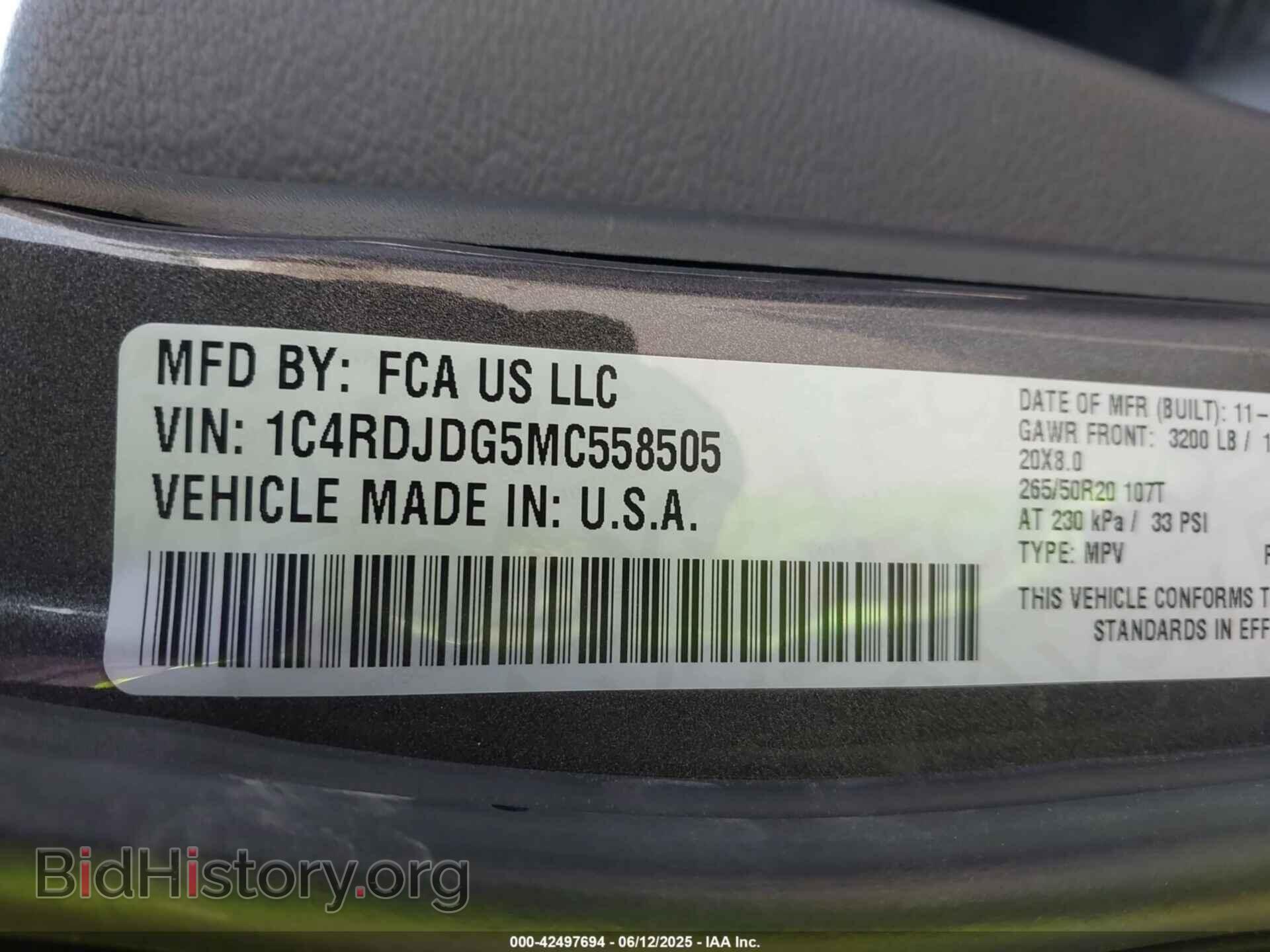 2021 DODGE DURANGO - VIN: 1C4RDJDG5MC558505 - Фото 9