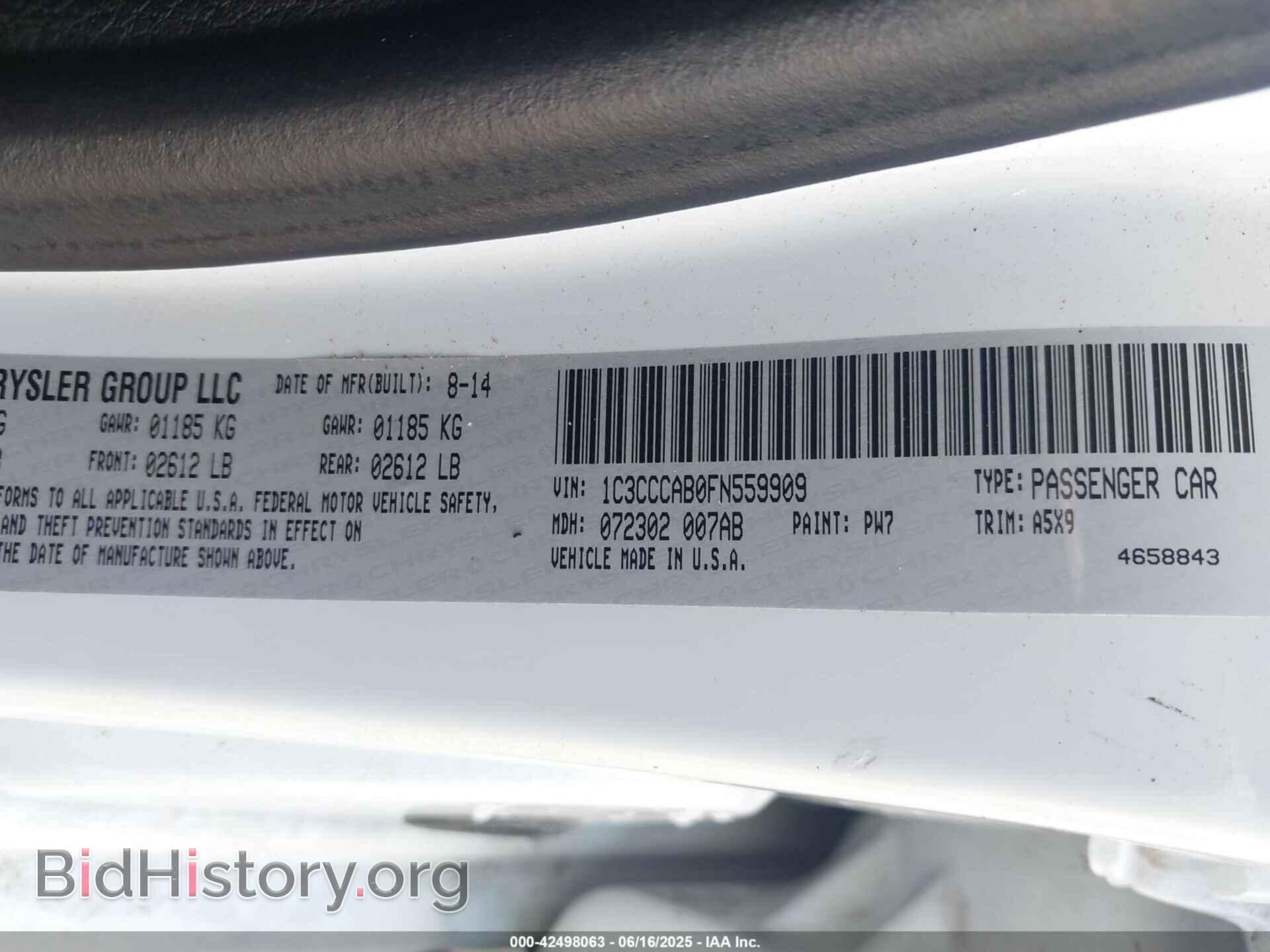 2015 CHRYSLER 200 - VIN: 1C3CCCAB0FN559909 - Фото 9