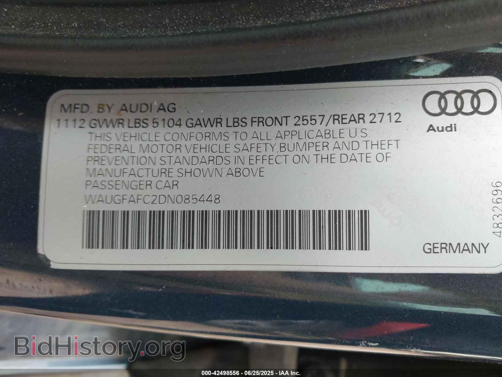 2013 AUDI A6 - VIN: WAUGFAFC2DN085448 - Фото 9