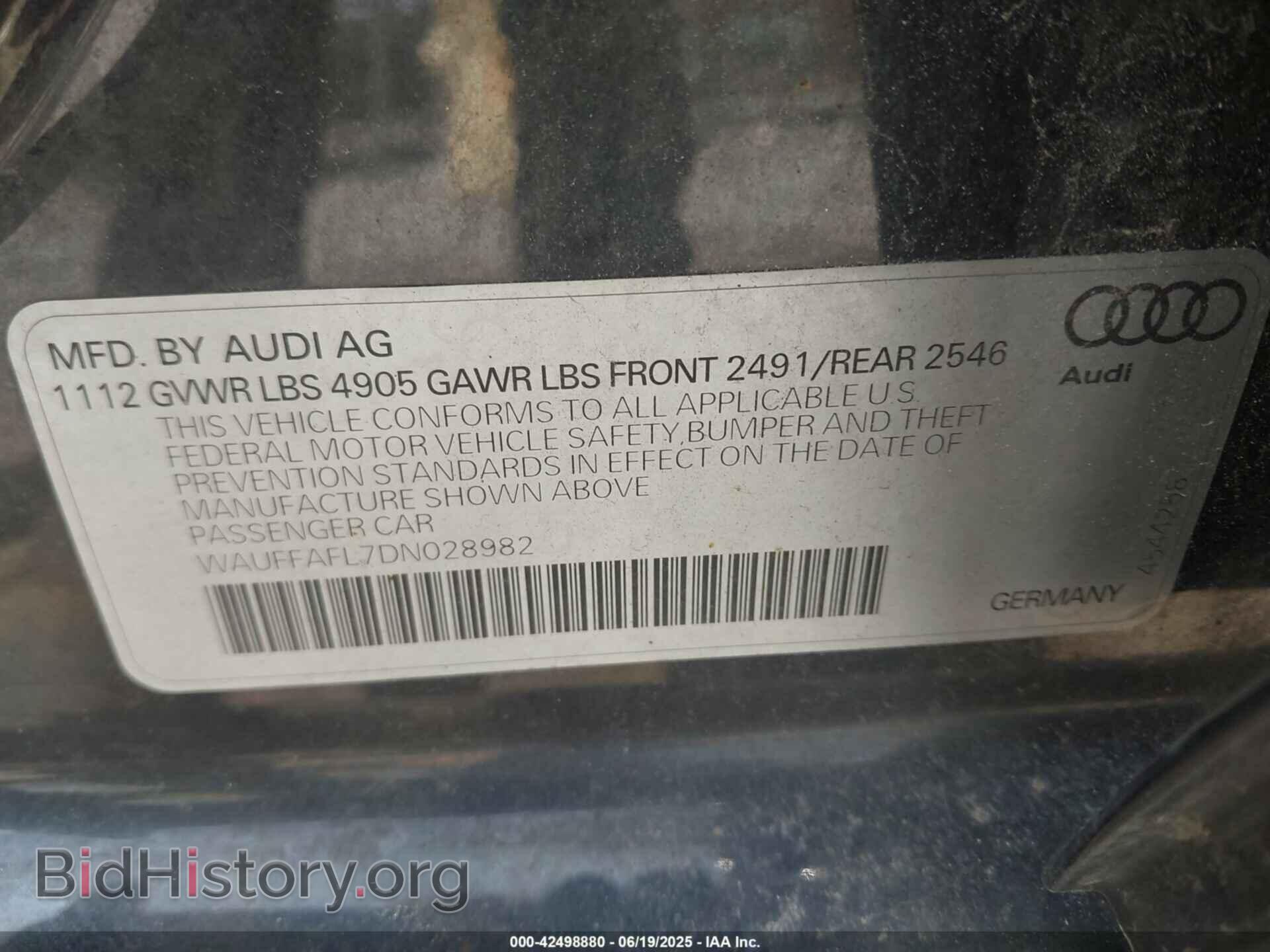 2013 AUDI A4 - VIN: WAUFFAFL7DN028982 - Фото 9