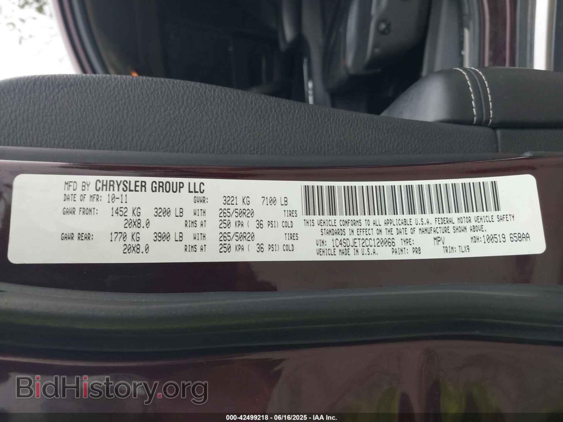 2012 DODGE DURANGO - VIN: 1C4SDJET2CC120066 - Photo 9