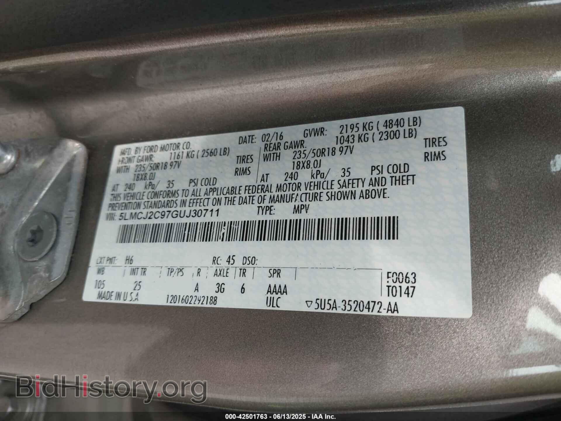2016 LINCOLN MKC - VIN: 5LMCJ2C97GUJ30711 - Photo 9