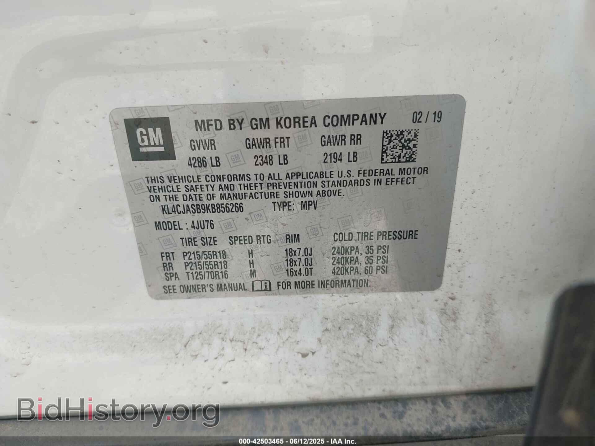2019 BUICK ENCORE - VIN: KL4CJASB9KB856266 - Фото 9