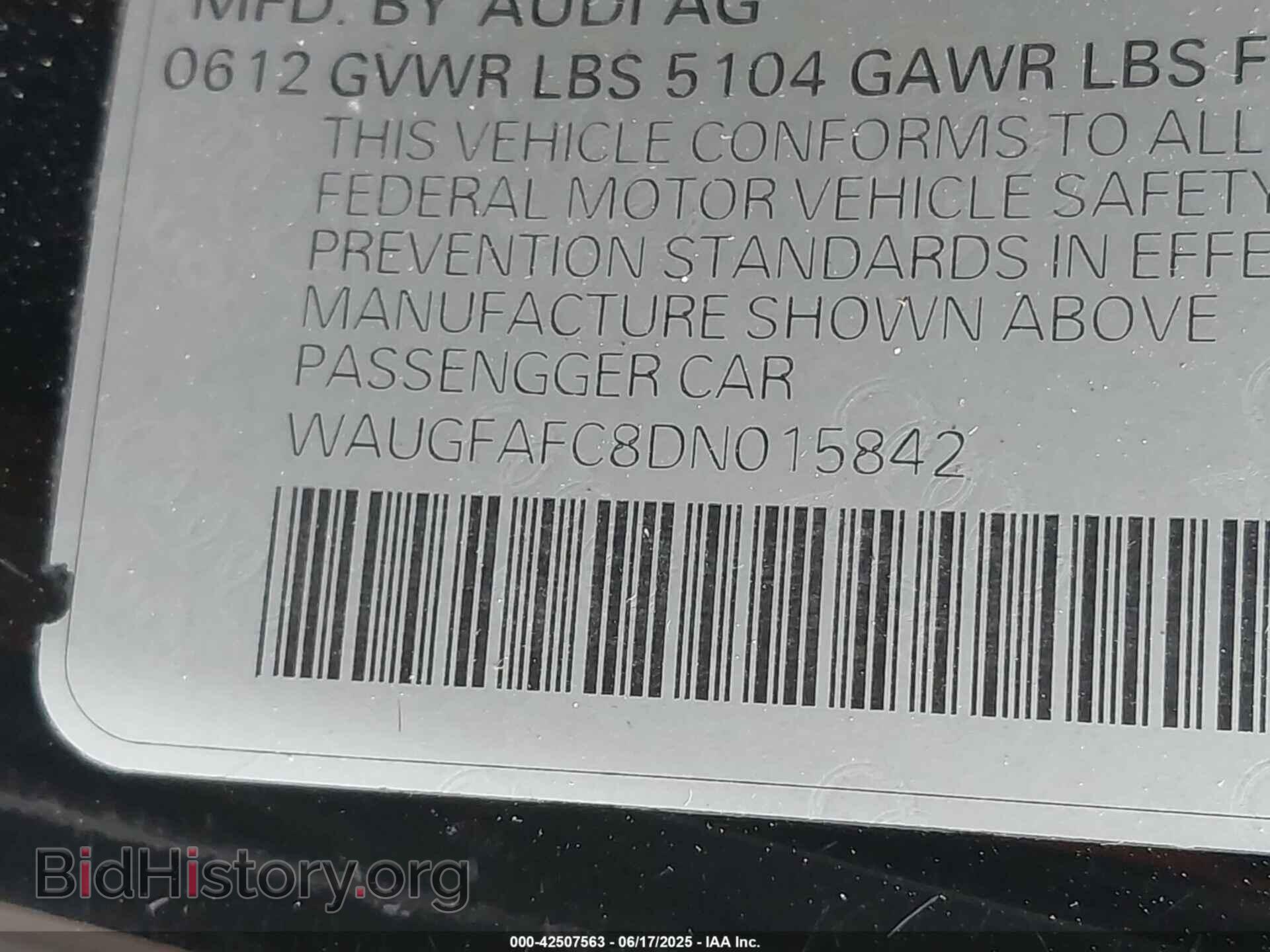 2013 AUDI A6 - VIN: WAUGFAFC8DN015842 - Фото 9
