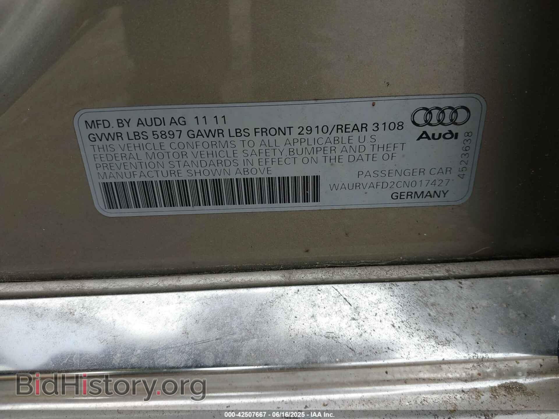 2012 AUDI A8 L - VIN: WAURVAFD2CN017427 - Photo 9
