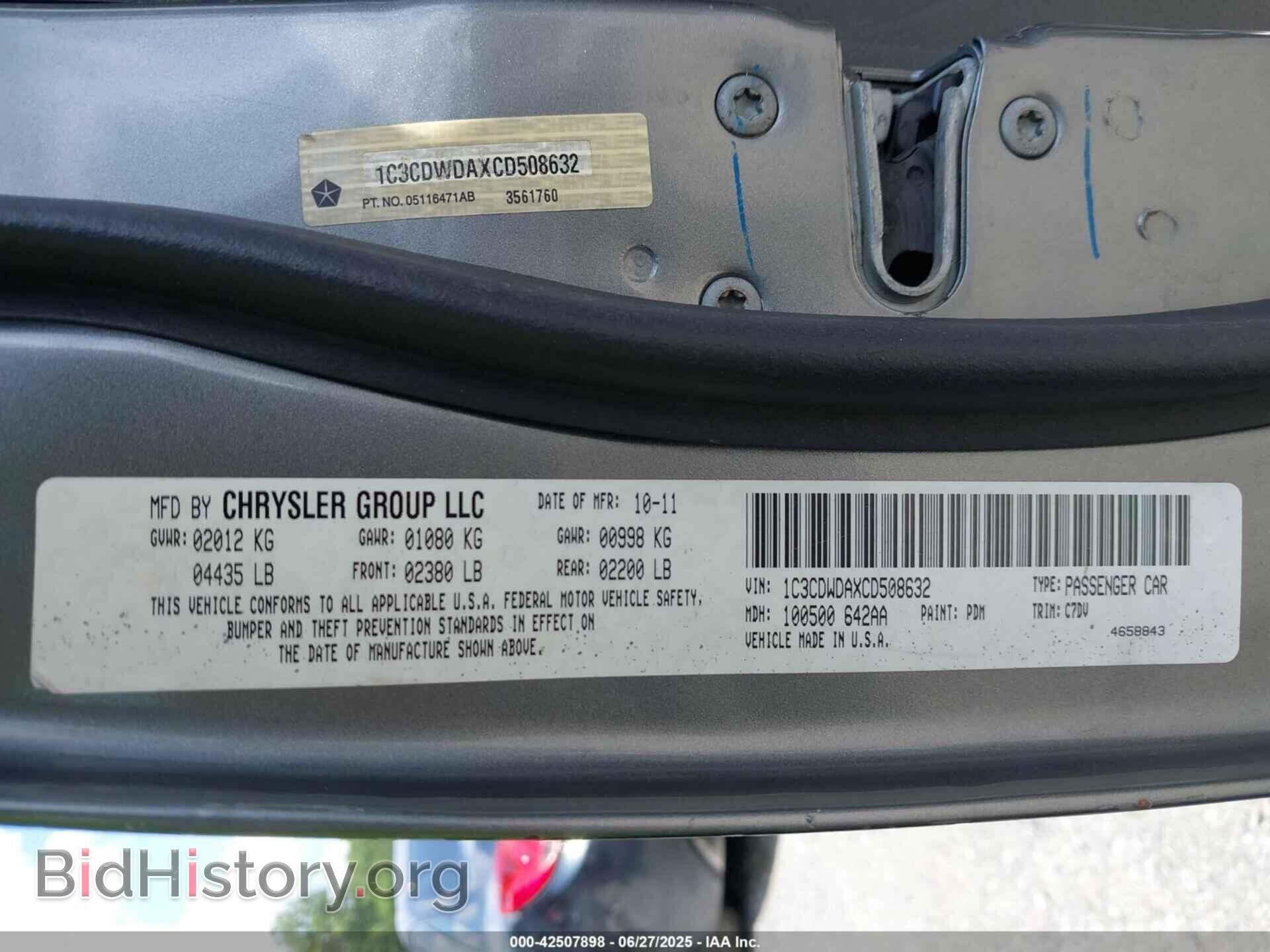 2012 DODGE CALIBER - VIN: 1C3CDWDAXCD508632 - Фото 9