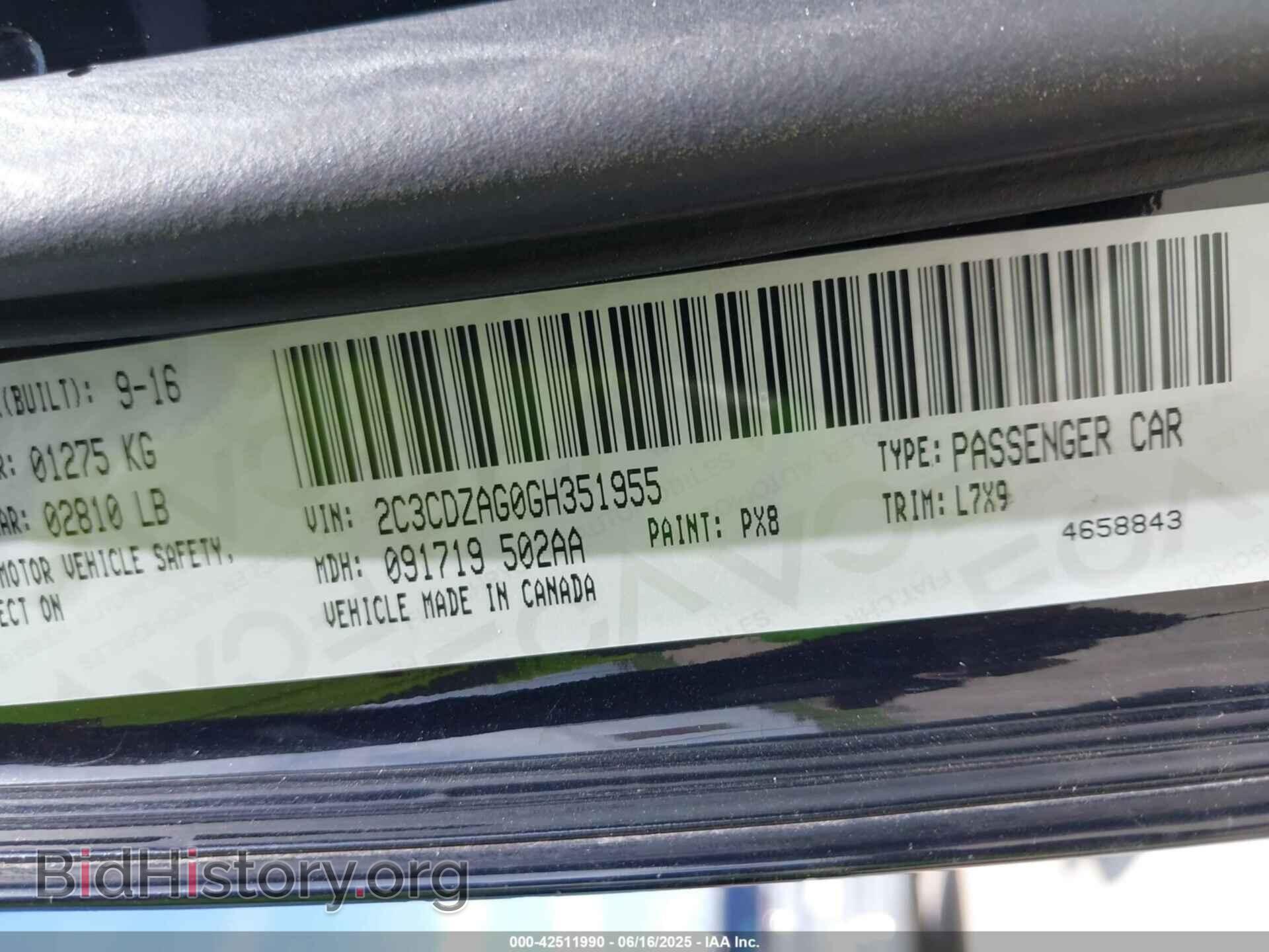 2016 DODGE CHALLENGER - VIN: 2C3CDZAG0GH351955 - Фото 9
