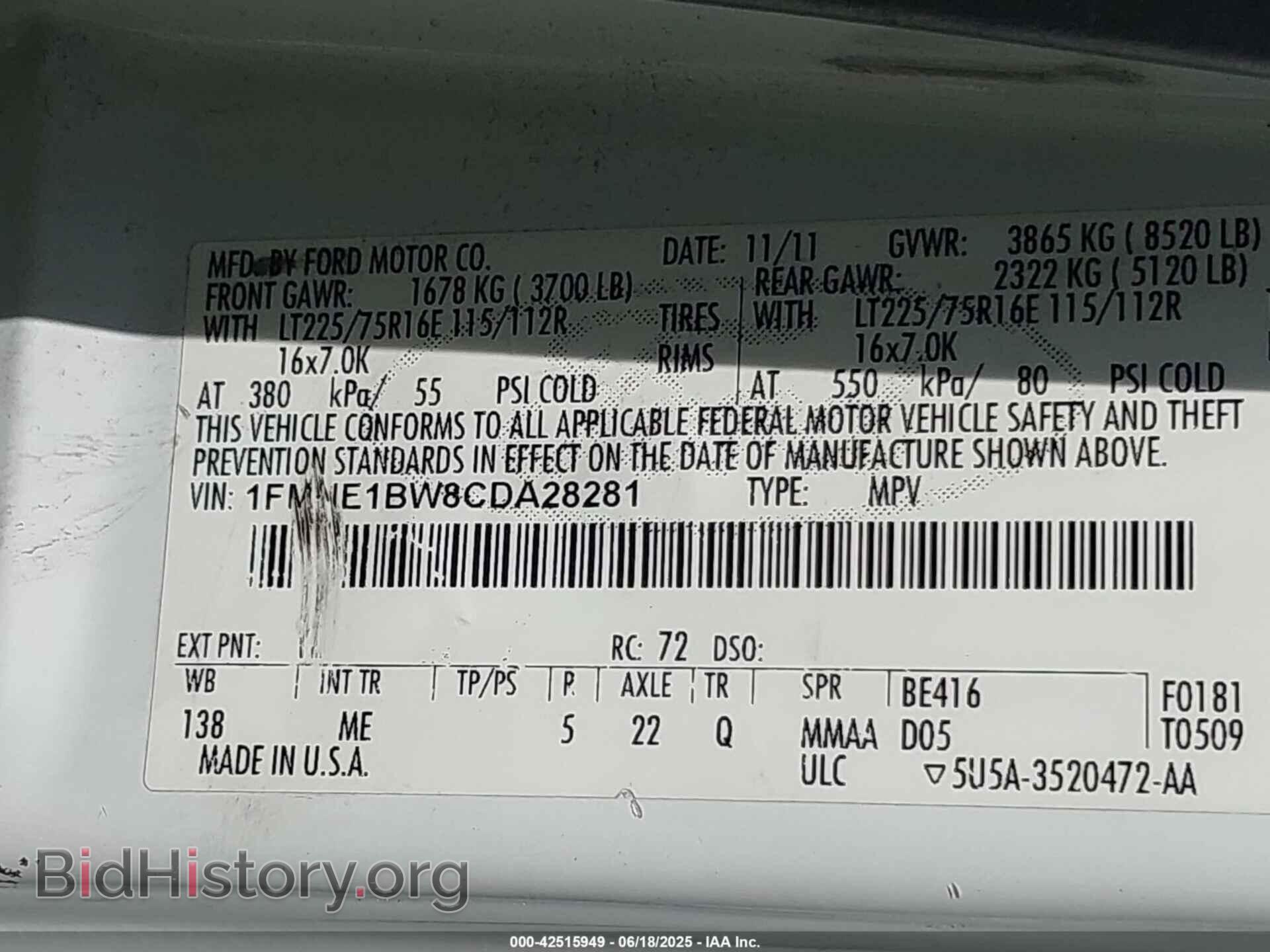 2012 FORD E-150 - VIN: 1FMNE1BW8CDA28281 - Photo 9