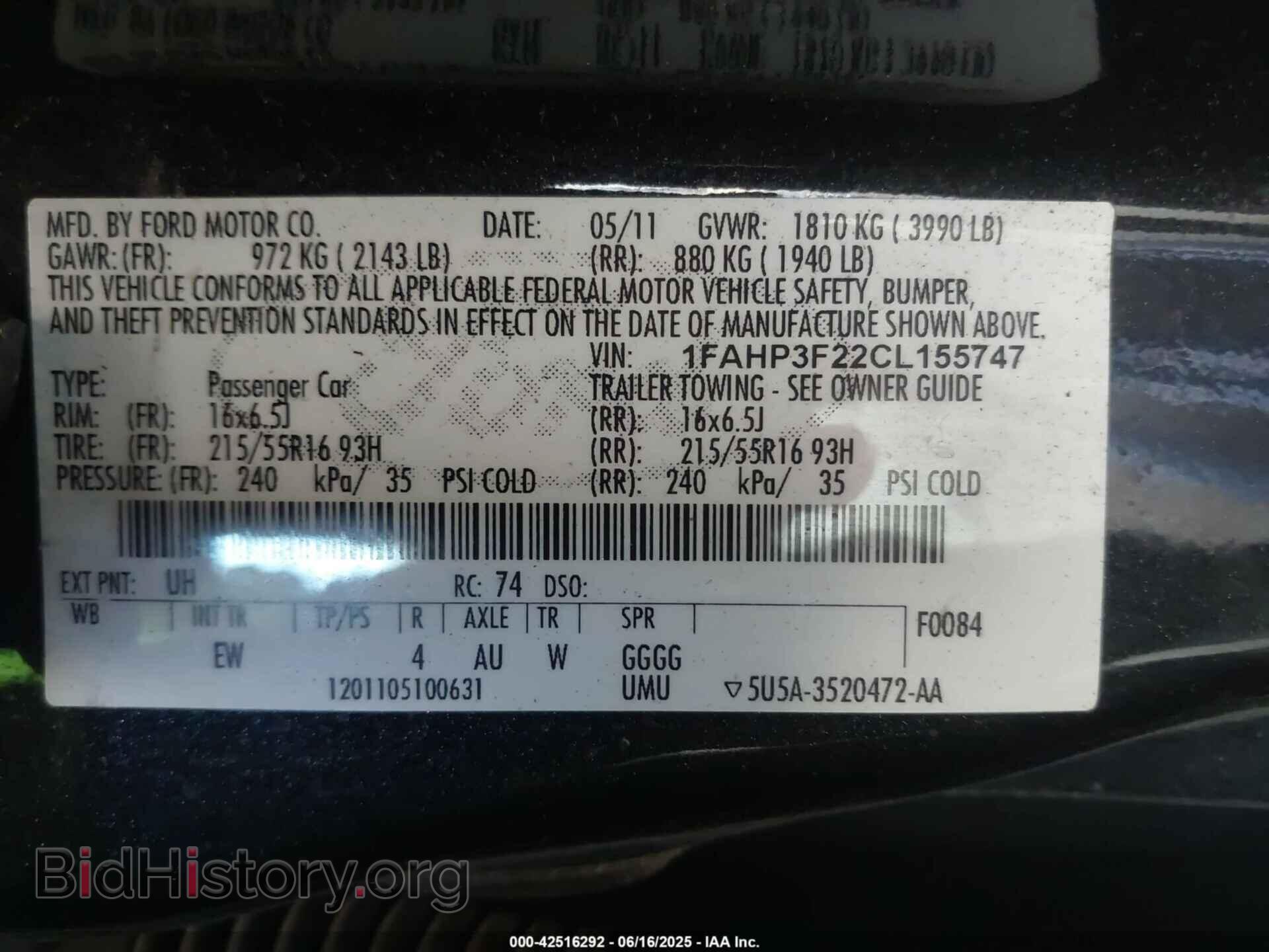 2012 FORD FOCUS - VIN: 1FAHP3F22CL155747 - Фото 9