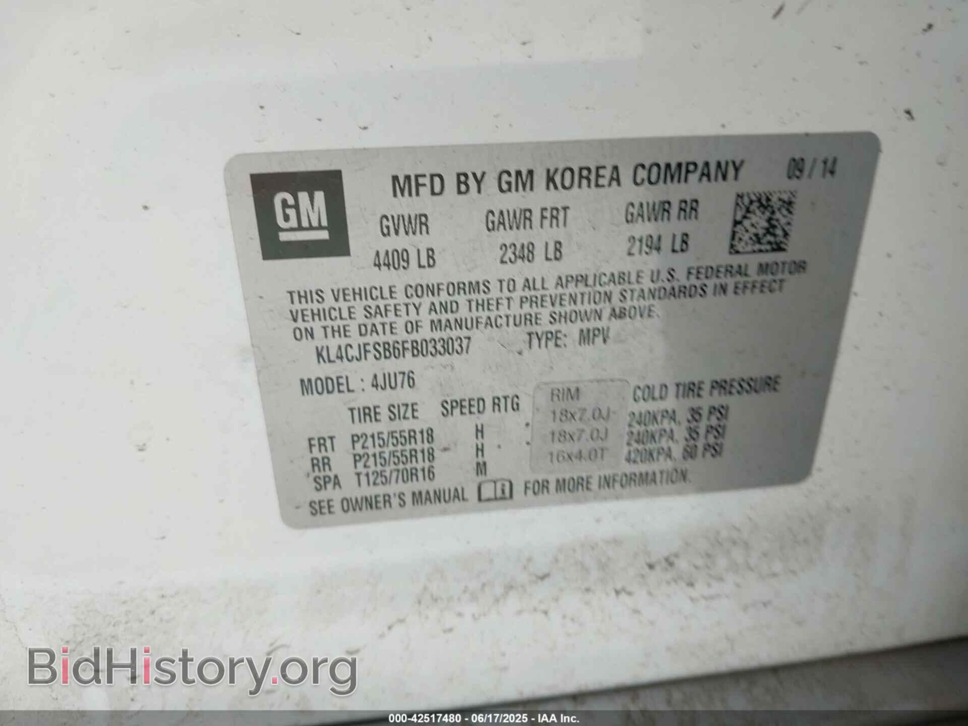 2015 BUICK ENCORE - VIN: KL4CJFSB6FB033037 - Photo 9