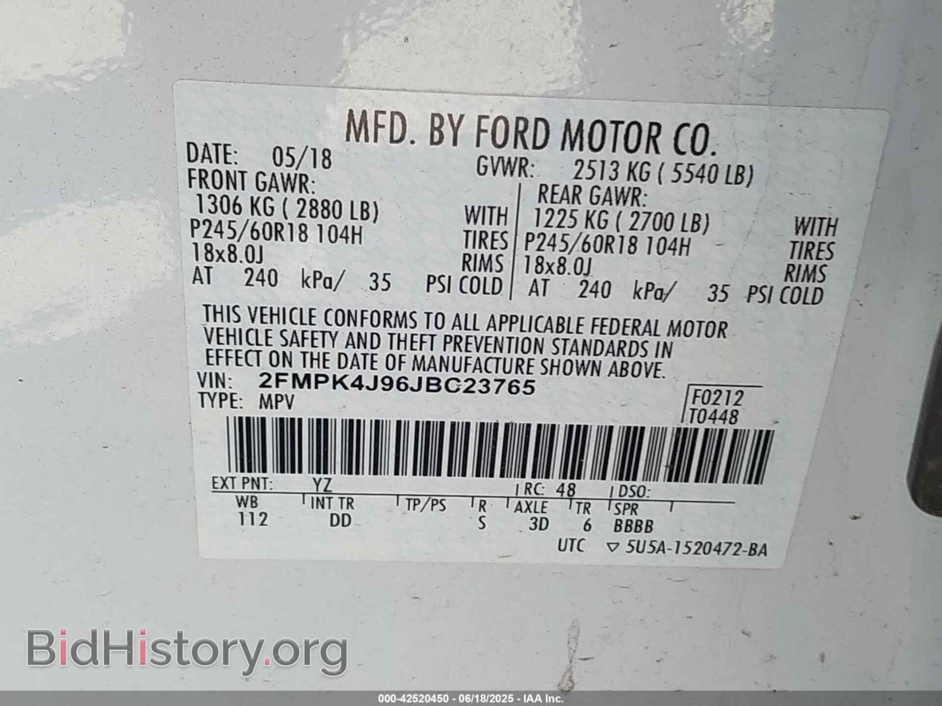 2018 FORD EDGE - VIN: 2FMPK4J96JBC23765 - Photo 9
