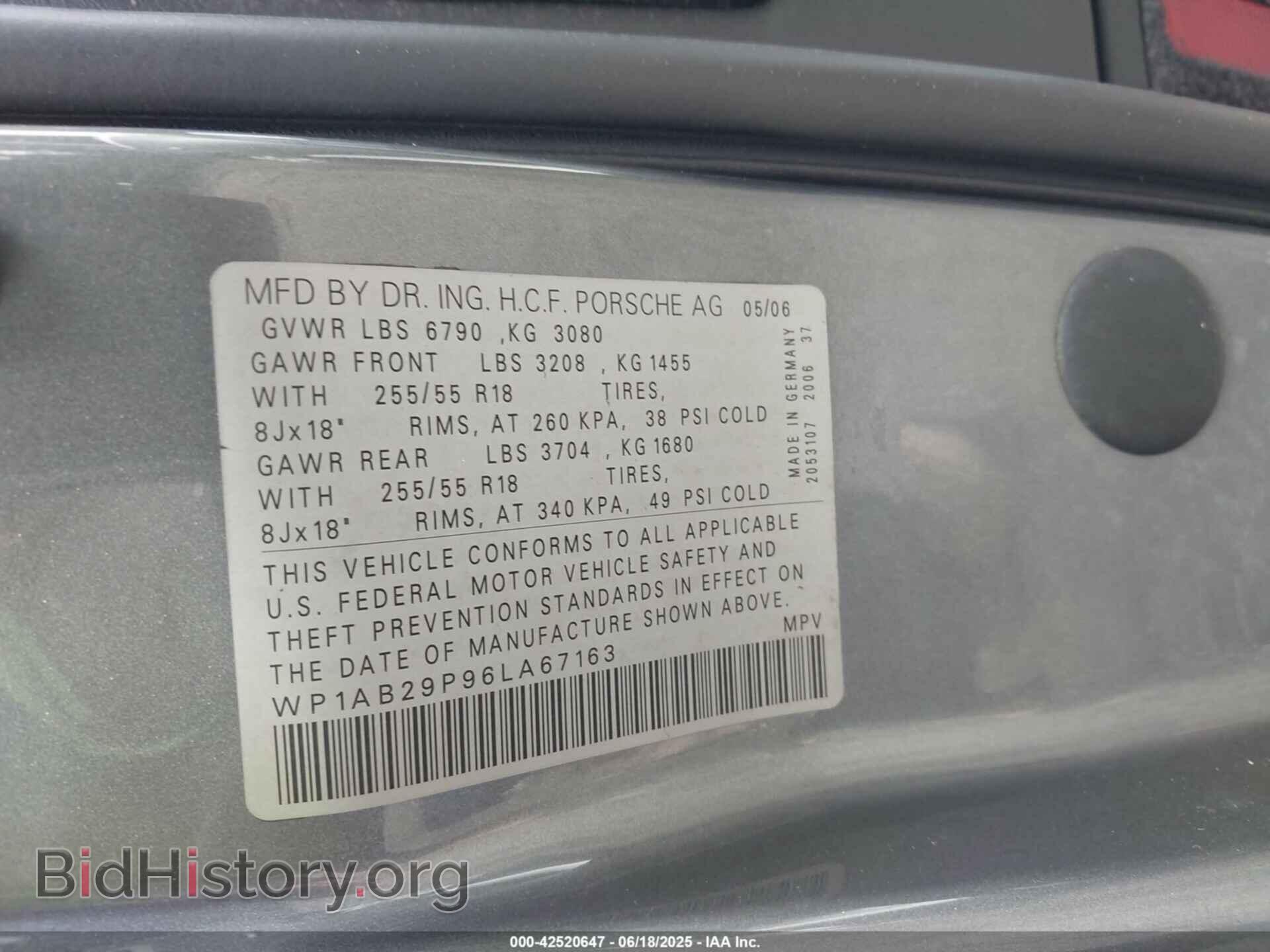 2006 PORSCHE CAYENNE - VIN: WP1AB29P96LA67163 - Фото 9