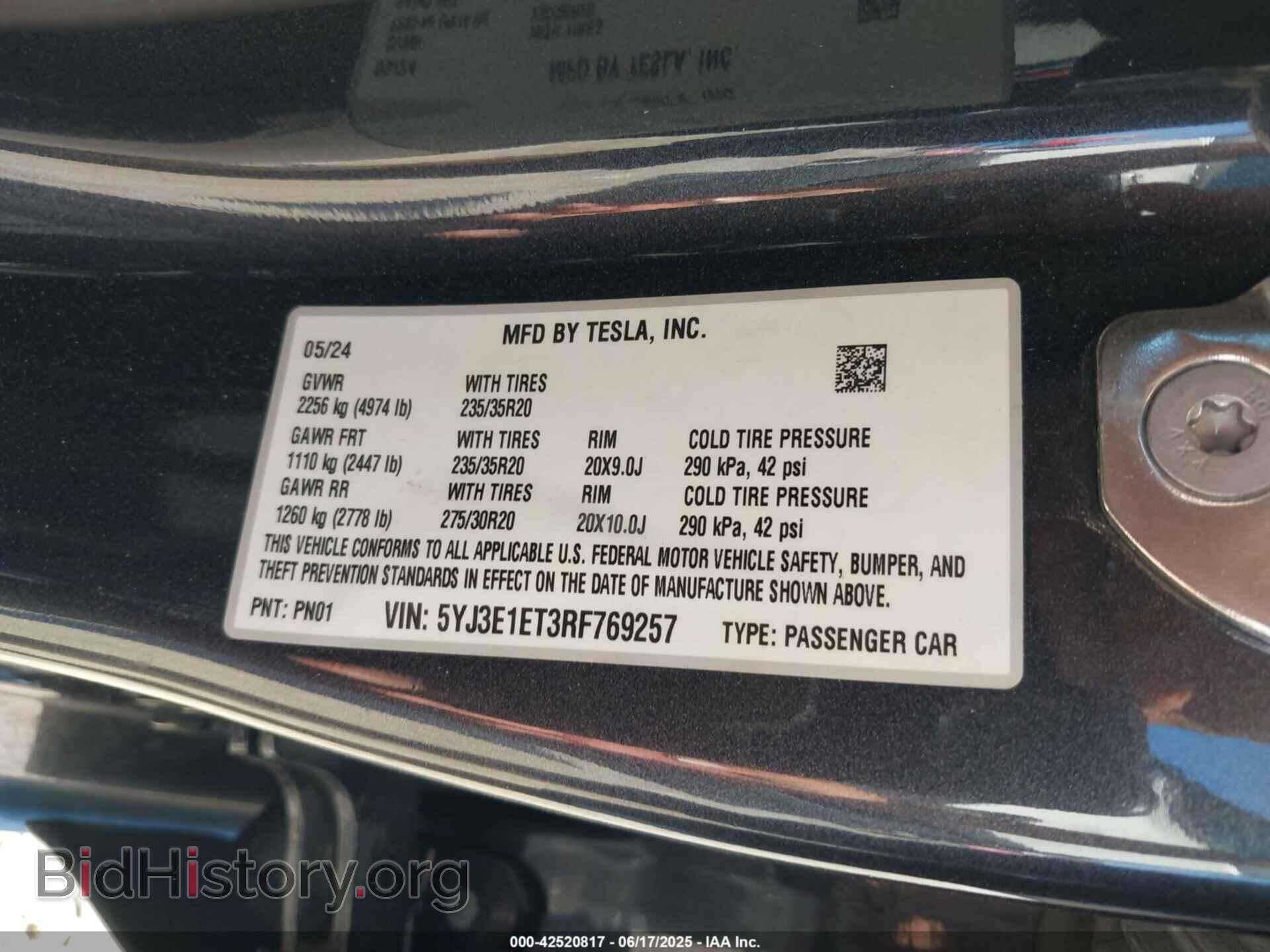 2024 TESLA MODEL 3 - VIN: 5YJ3E1ET3RF769257 - Фото 9