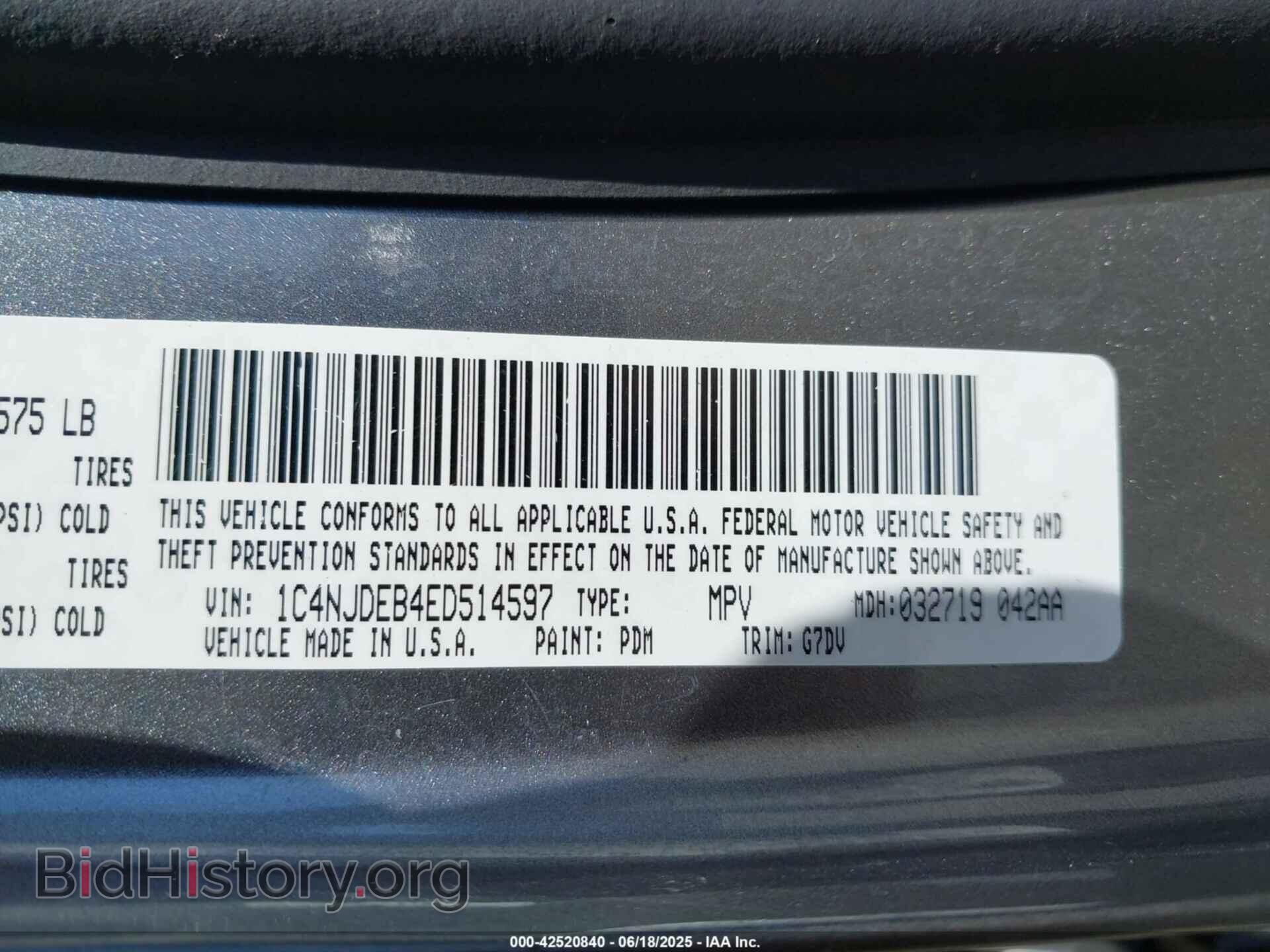 2014 JEEP COMPASS - VIN: 1C4NJDEB4ED514597 - Фото 9