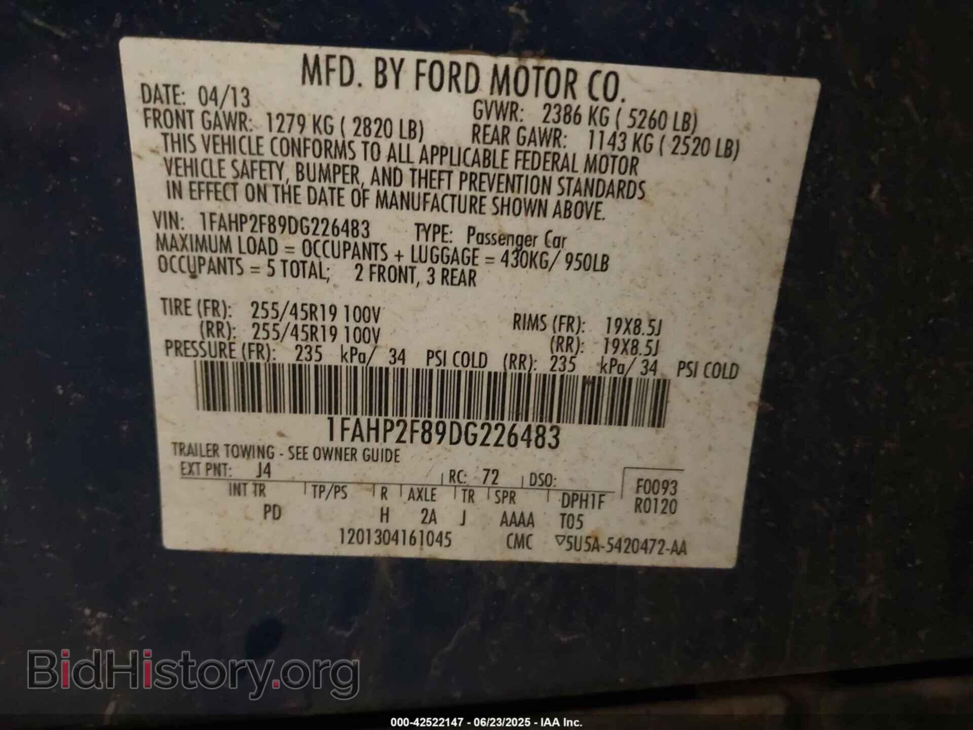 2013 FORD TAURUS - VIN: 1FAHP2F89DG226483 - Photo 9