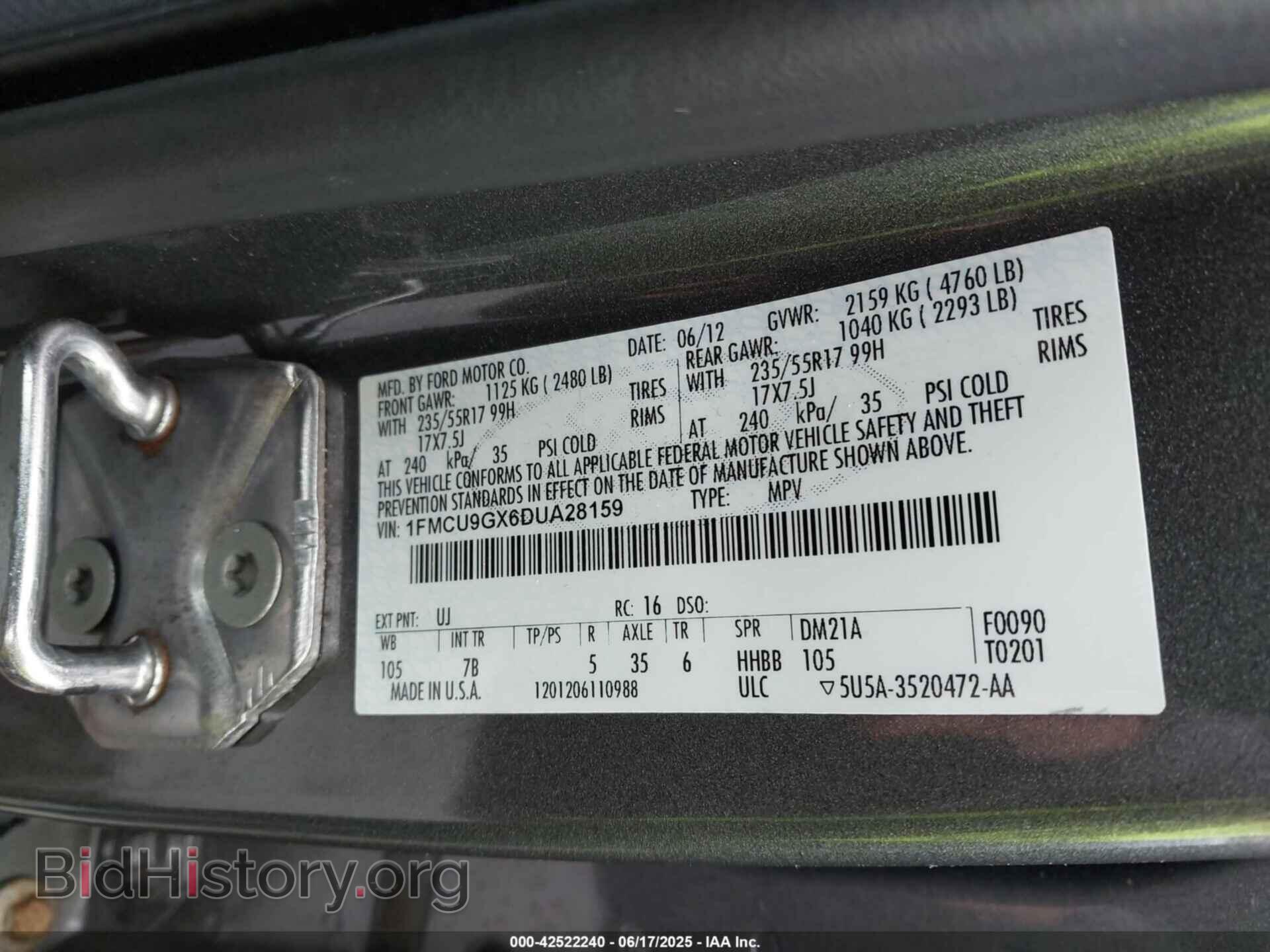 2013 FORD ESCAPE - VIN: 1FMCU9GX6DUA28159 - Фото 9