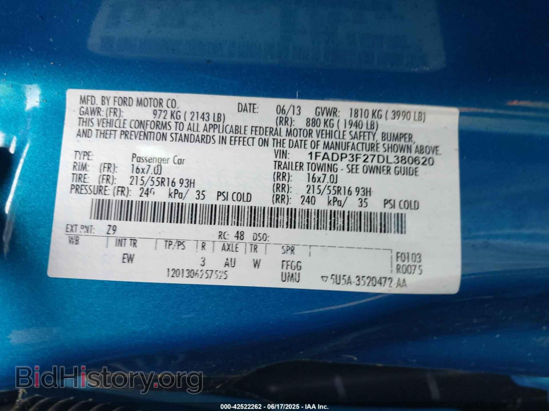 2013 FORD FOCUS - VIN: 1FADP3F27DL380620 - Фото 9