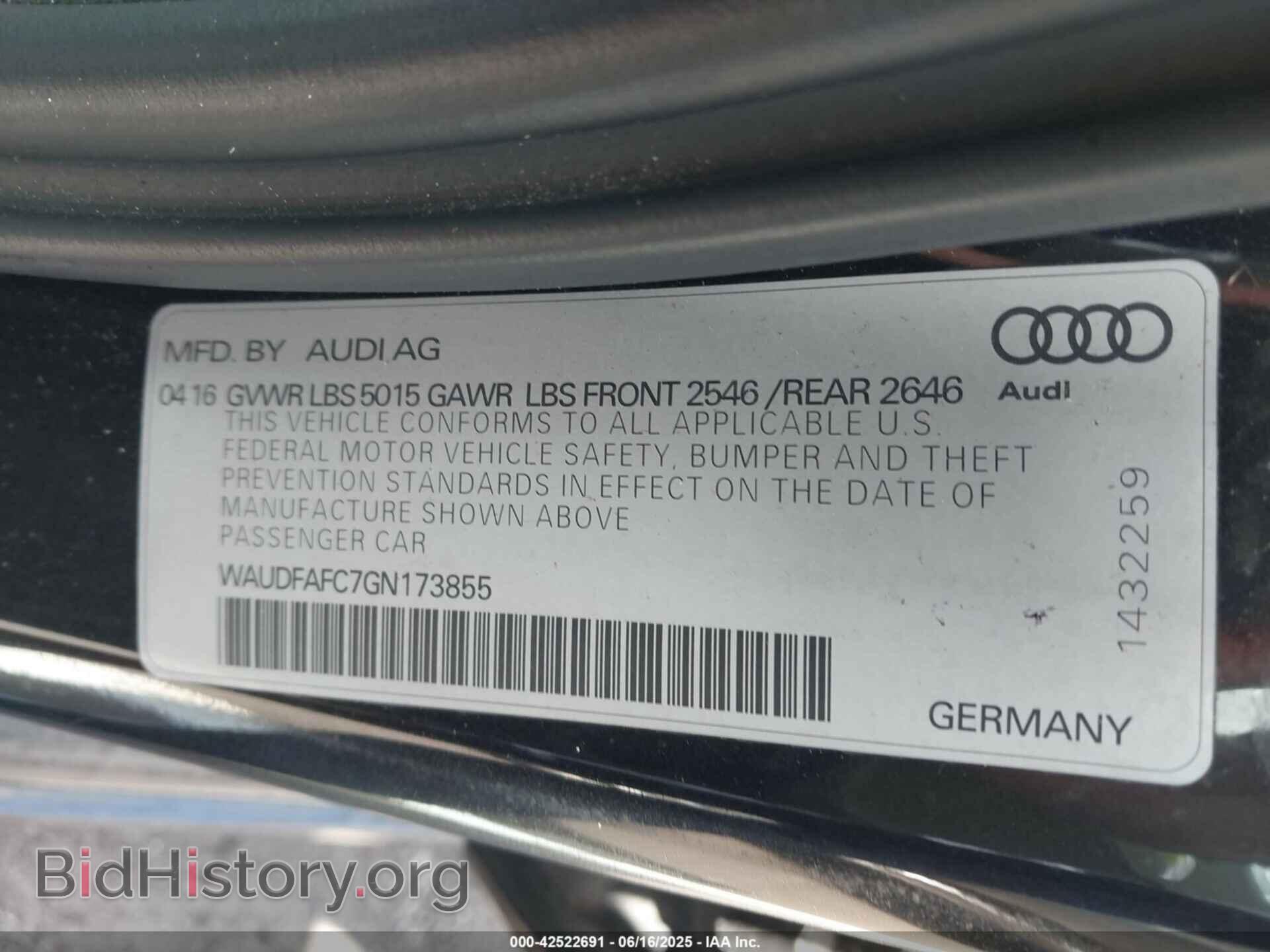 2016 AUDI A6 - VIN: WAUDFAFC7GN173855 - Фото 9