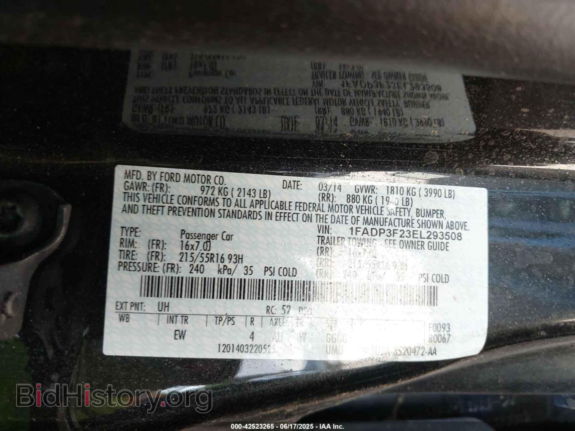 2014 FORD FOCUS - VIN: 1FADP3F23EL293508 - Фото 9