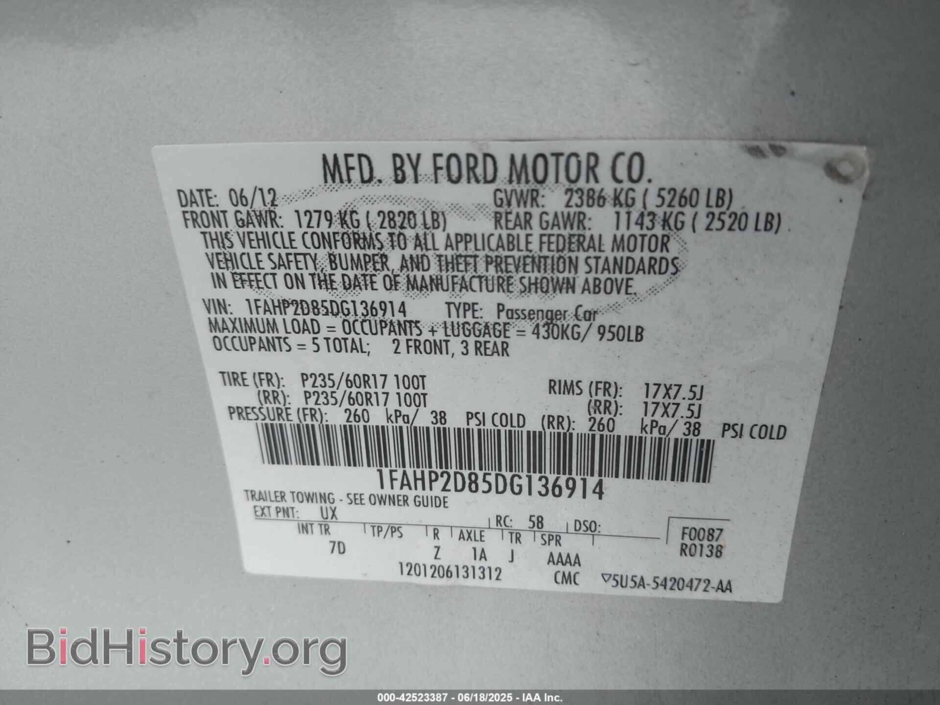 2013 FORD TAURUS - VIN: 1FAHP2D85DG136914 - Фото 9