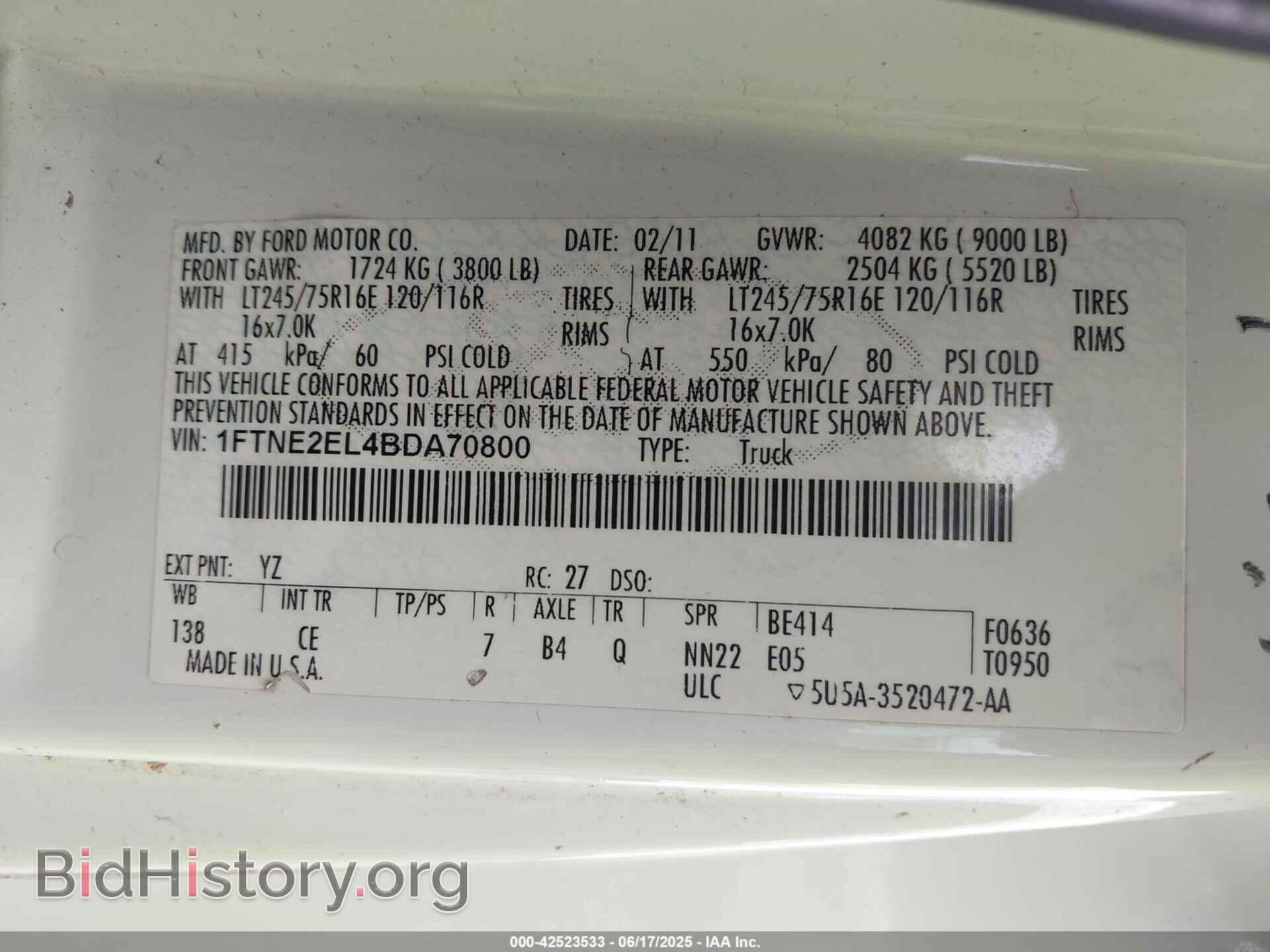 2011 FORD E-250 - VIN: 1FTNE2EL4BDA70800 - Фото 9
