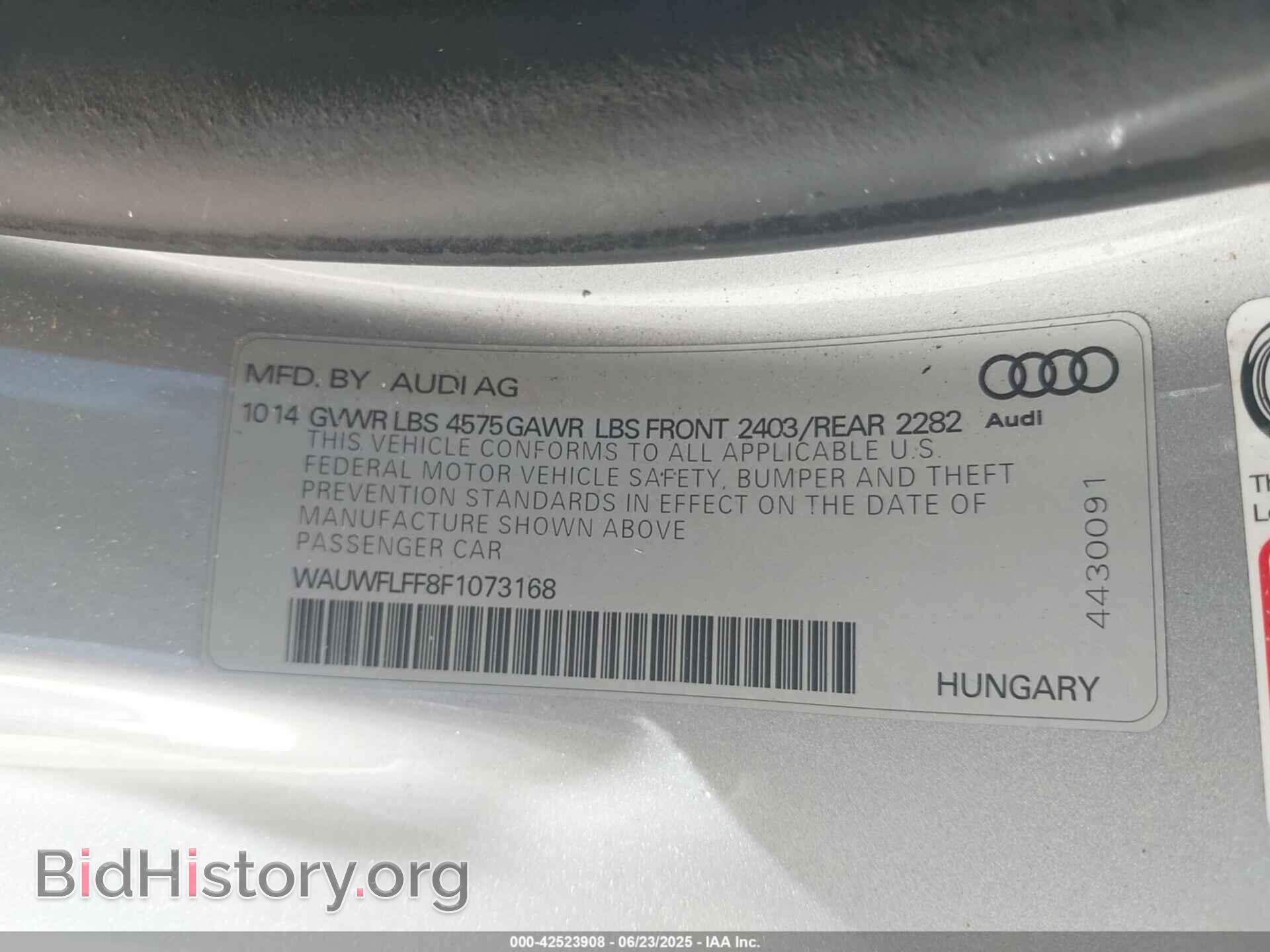 2015 AUDI A3 - VIN: WAUWFLFF8F1073168 - Фото 9