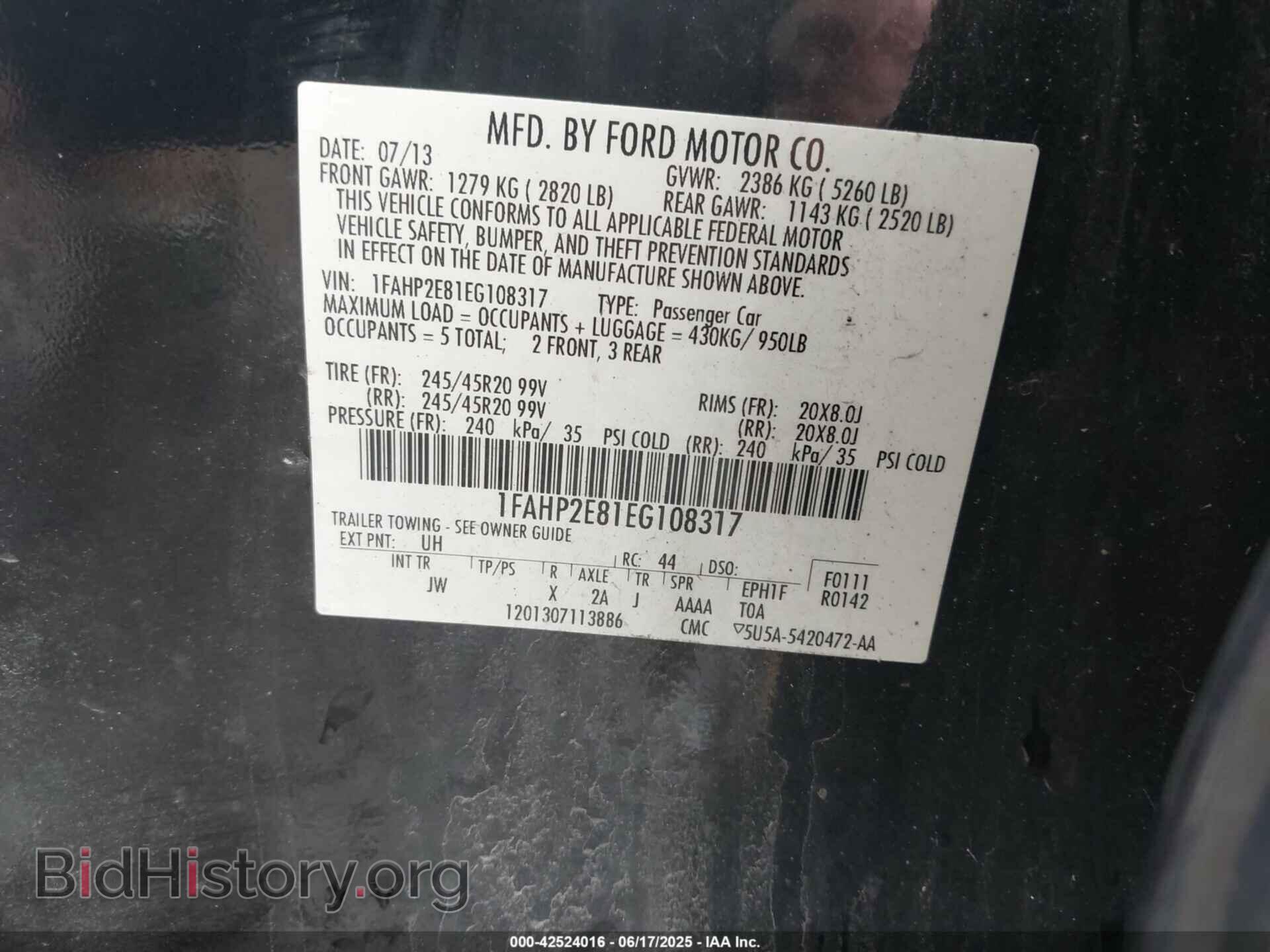 2014 FORD TAURUS - VIN: 1FAHP2E81EG108317 - Photo 9