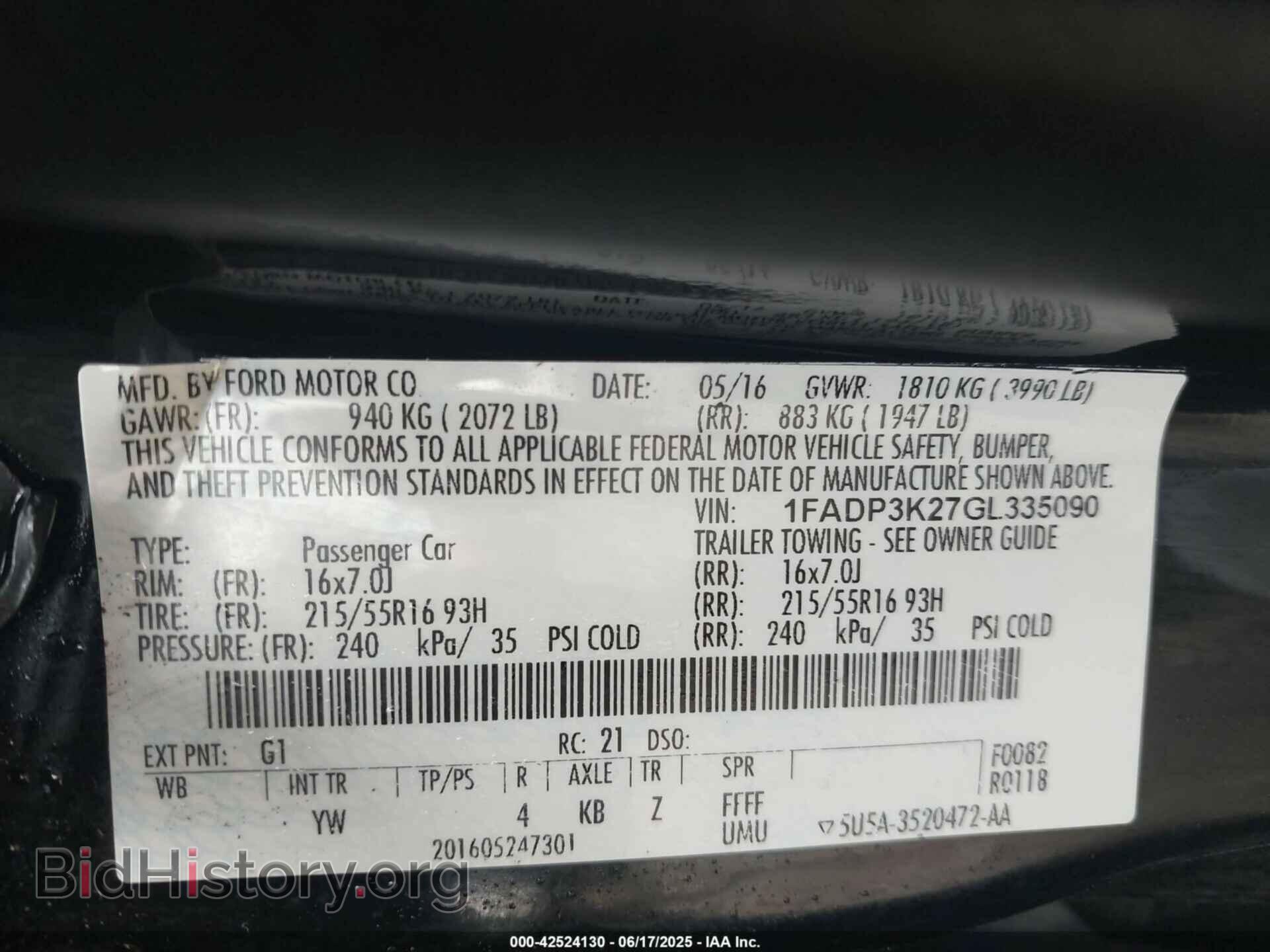 2016 FORD FOCUS - VIN: 1FADP3K27GL335090 - Фото 9