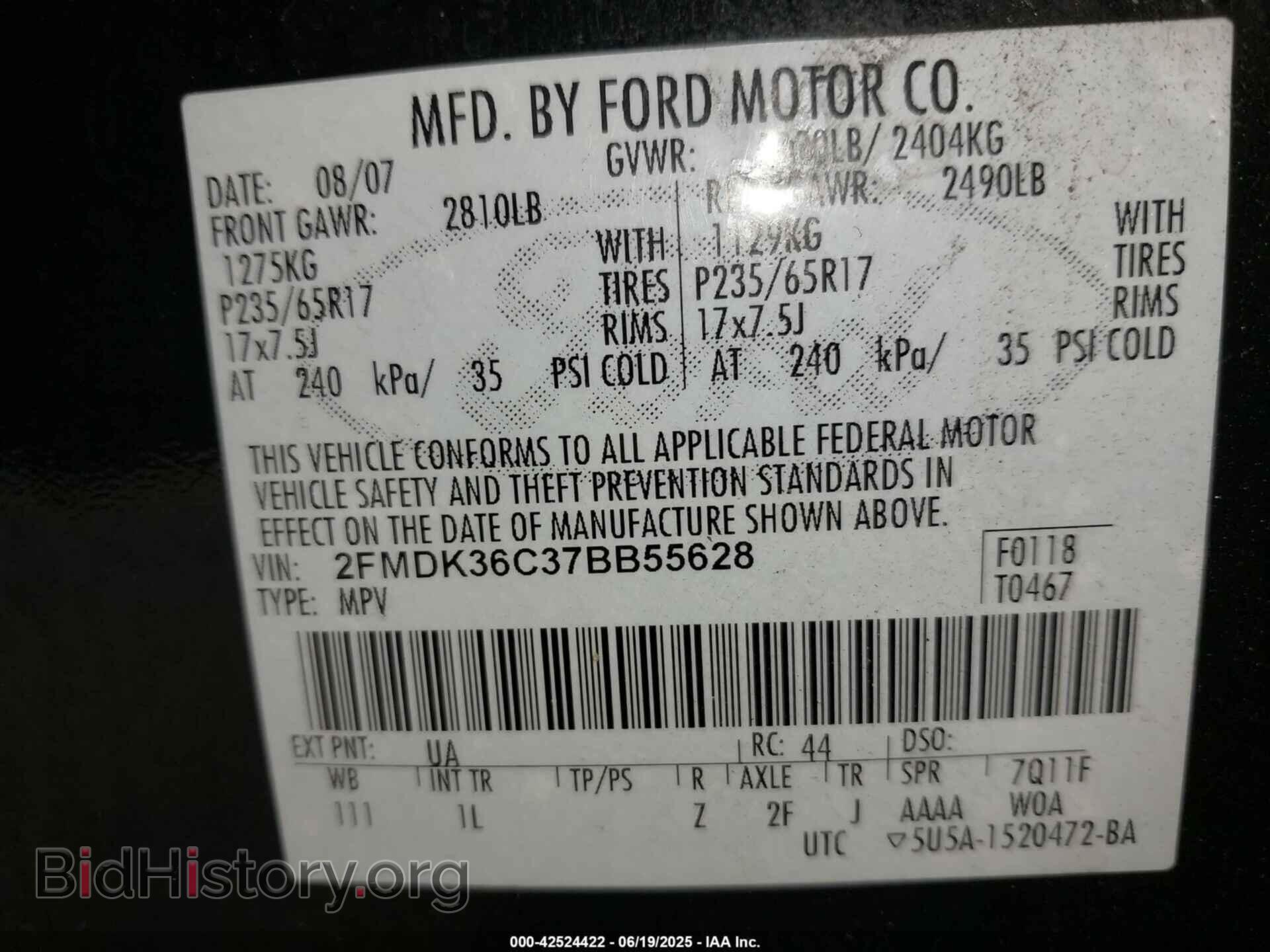 2007 FORD EDGE - VIN: 2FMDK36C37BB55628 - Photo 9
