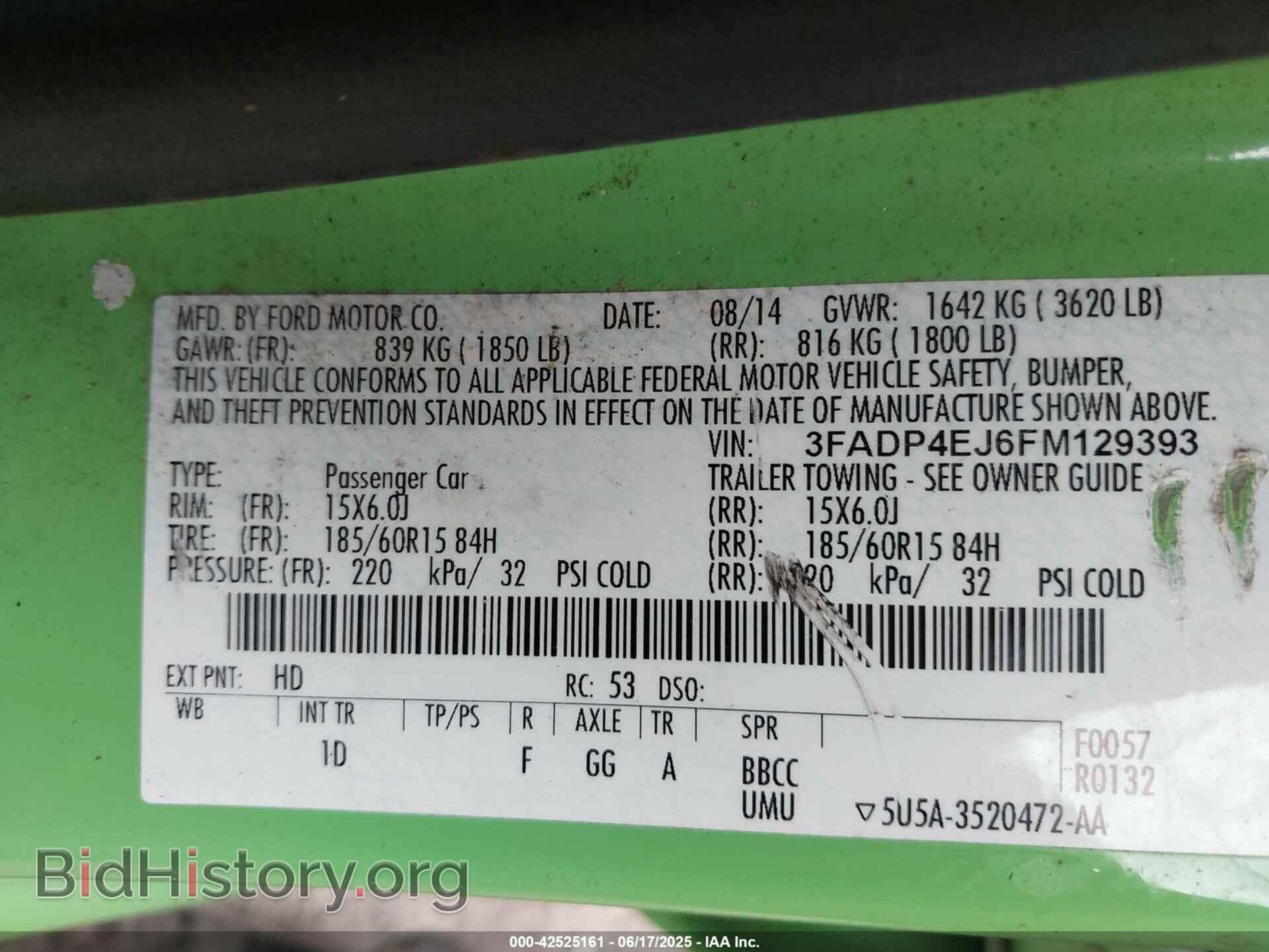 2015 FORD FIESTA - VIN: 3FADP4EJ6FM129393 - Фото 9