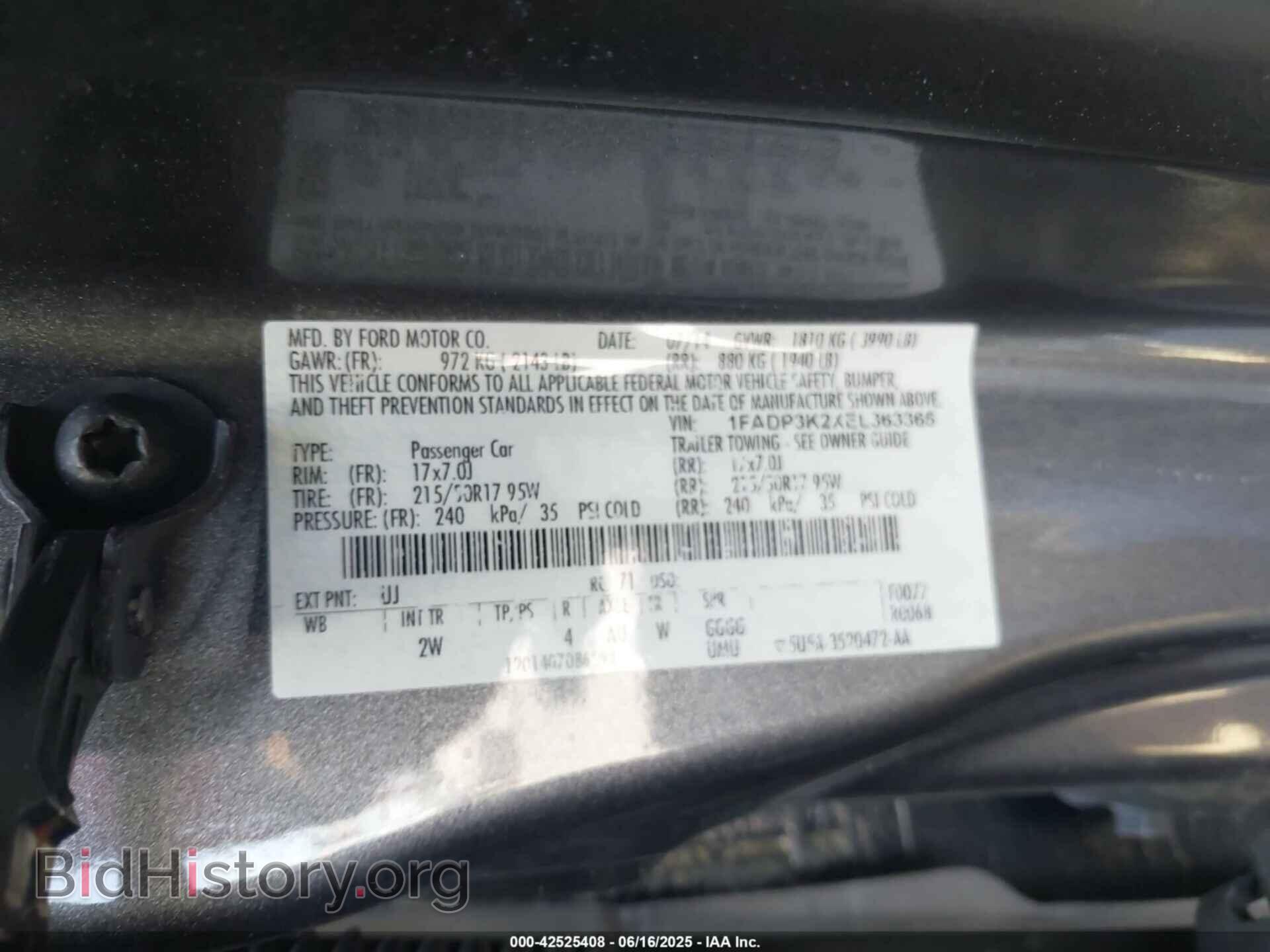 2014 FORD FOCUS - VIN: 1FADP3K2XEL363365 - Фото 9