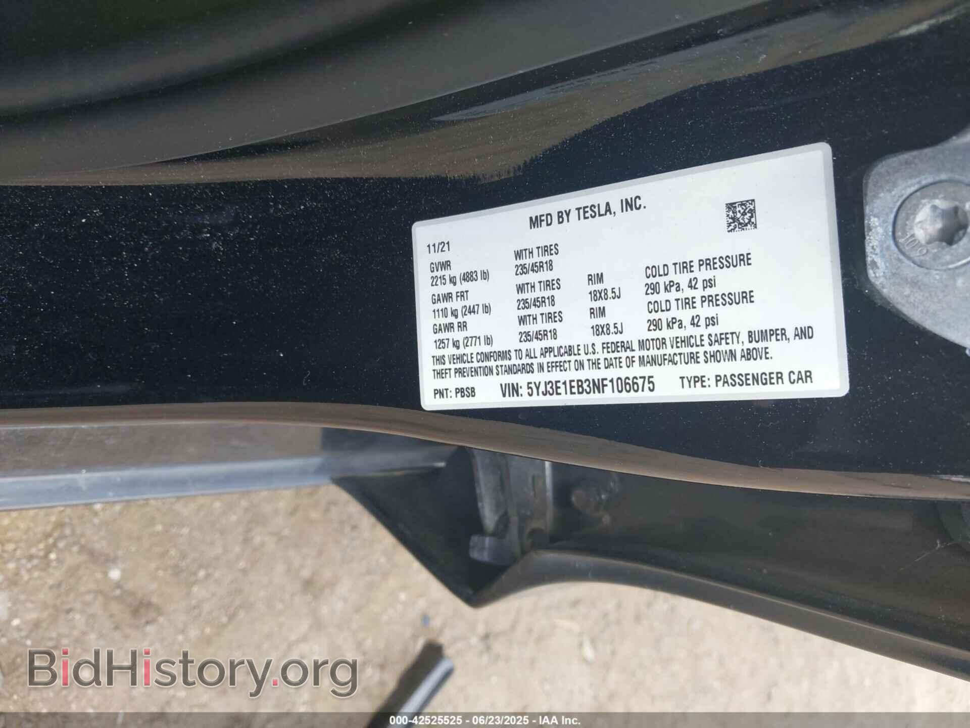 2022 TESLA MODEL 3 - VIN: 5YJ3E1EB3NF106675 - Фото 9