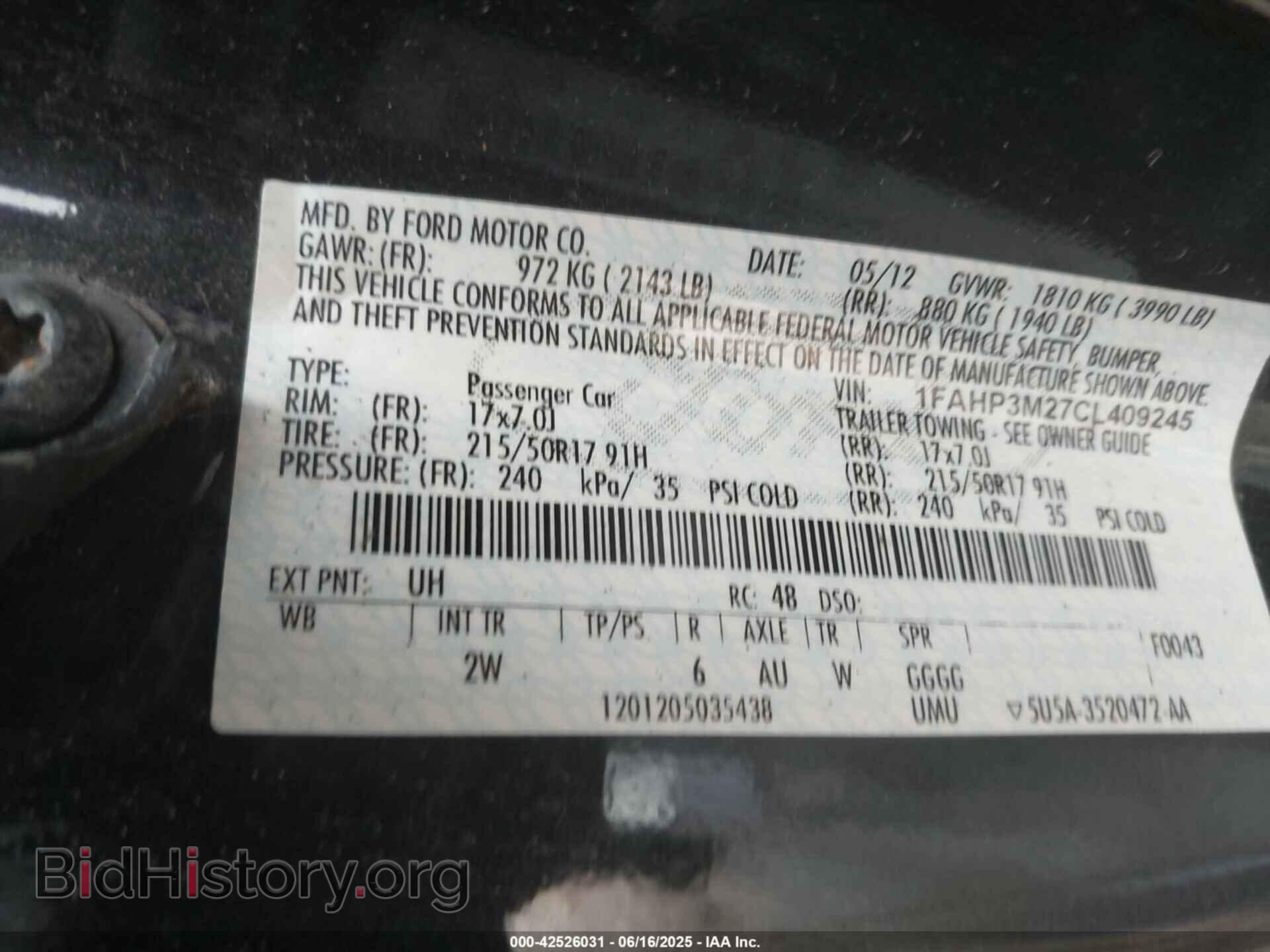 2012 FORD FOCUS - VIN: 1FAHP3M27CL409245 - Фото 9
