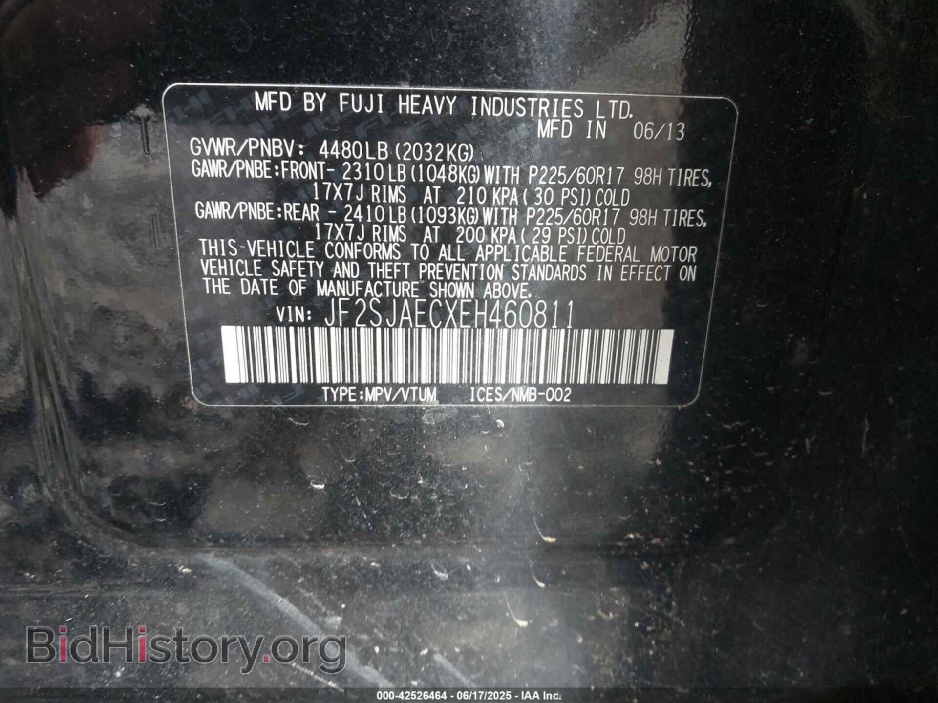 2014 SUBARU FORESTER - VIN: JF2SJAECXEH460811 - Фото 9