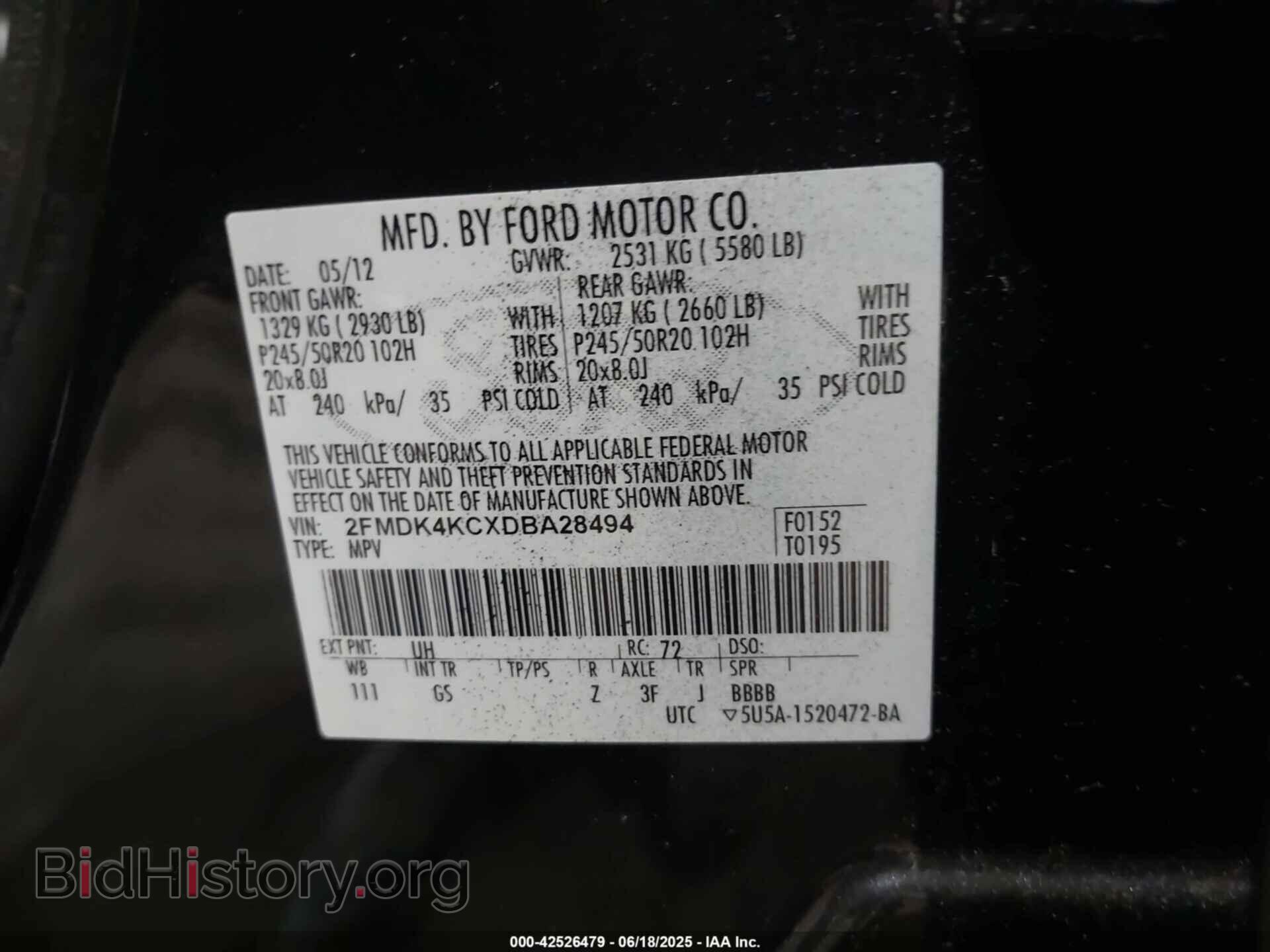 2013 FORD EDGE - VIN: 2FMDK4KCXDBA28494 - Фото 9