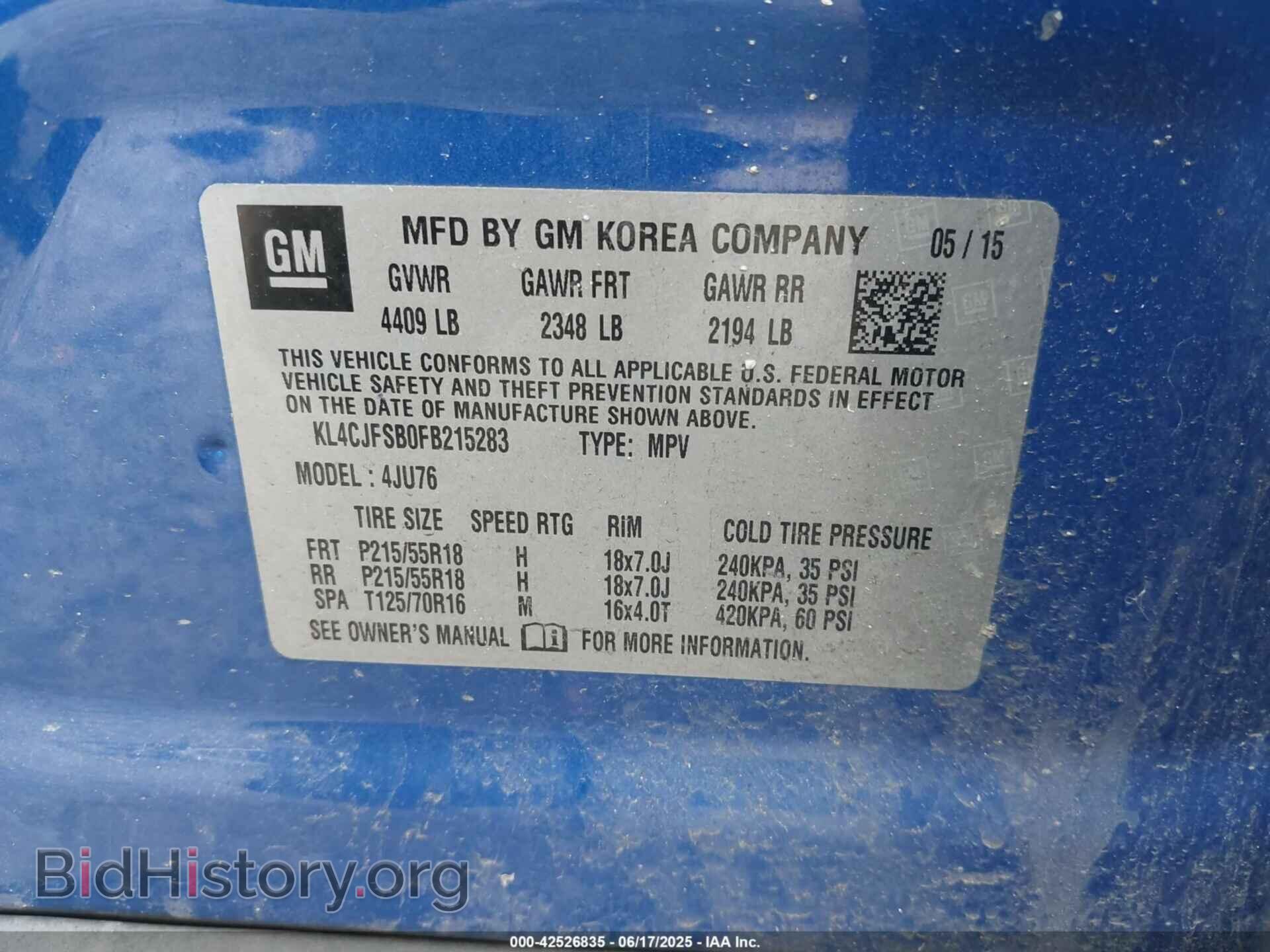 2015 BUICK ENCORE - VIN: KL4CJFSB0FB215283 - Photo 9