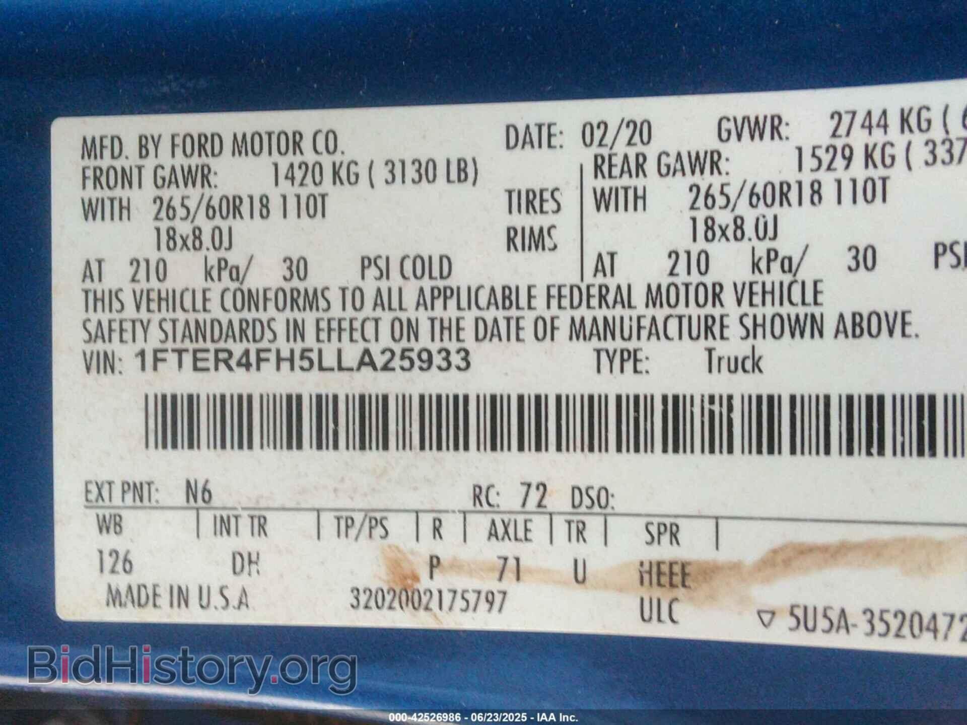 2020 FORD RANGER - VIN: 1FTER4FH5LLA25933 - Фото 9