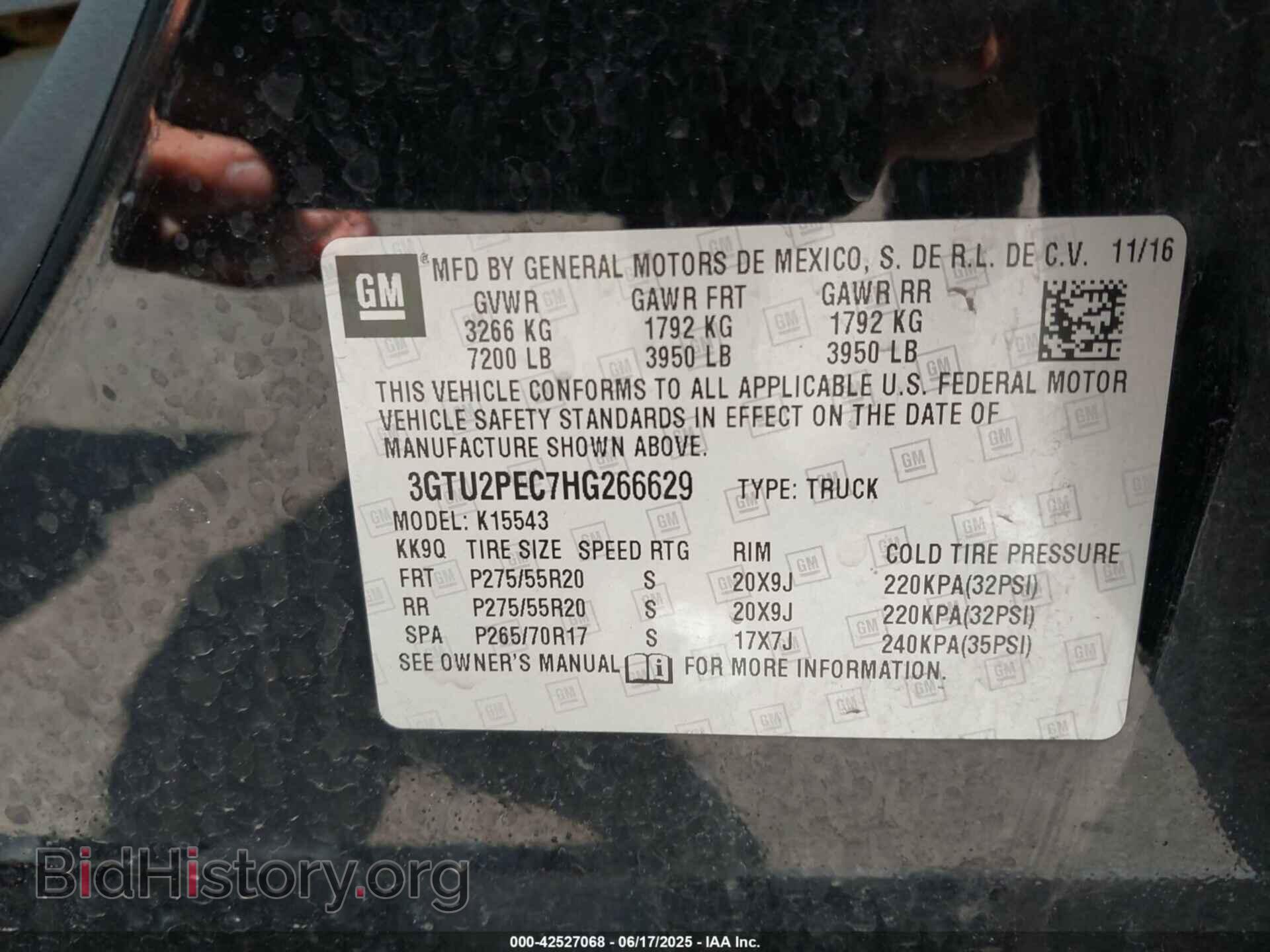 2017 GMC SIERRA 1500 - VIN: 3GTU2PEC7HG266629 - Фото 9