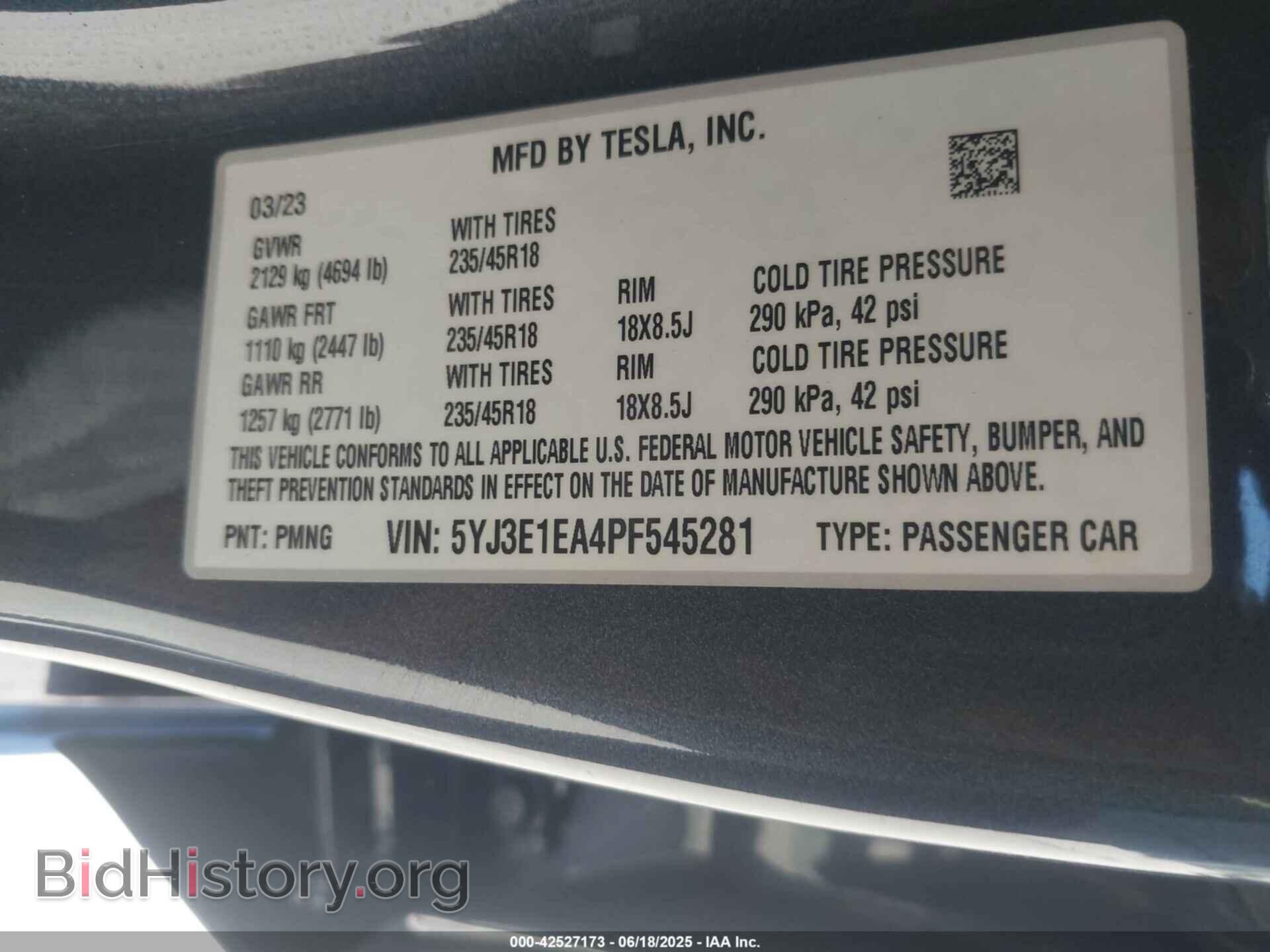 2023 TESLA MODEL 3 - VIN: 5YJ3E1EA4PF545281 - Фото 9