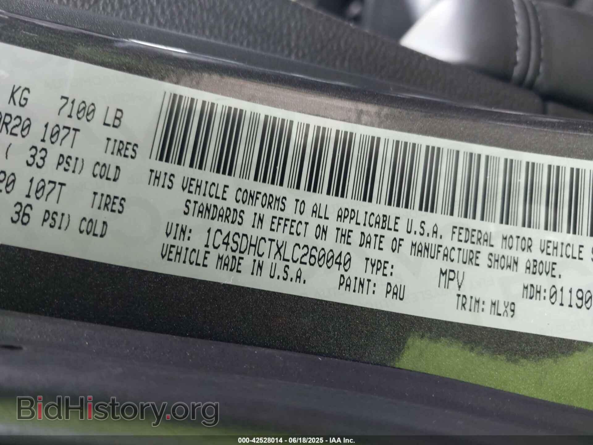2020 DODGE DURANGO - VIN: 1C4SDHCTXLC260040 - Фото 9